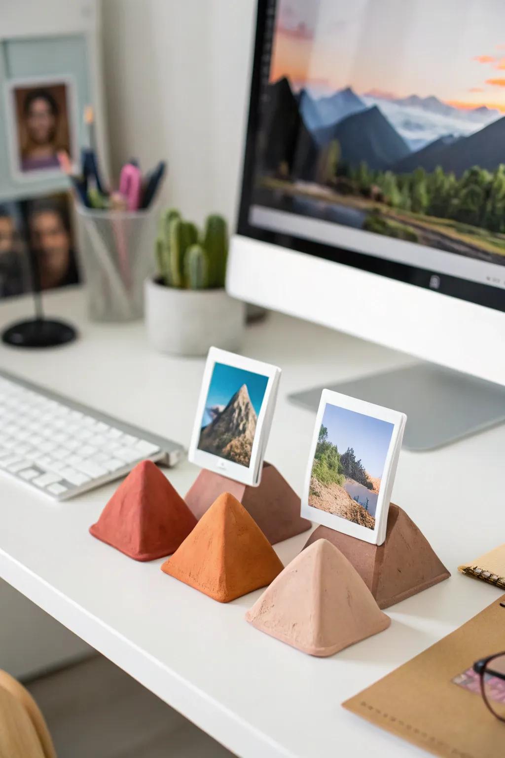 Display your memories with creative clay picture holders.