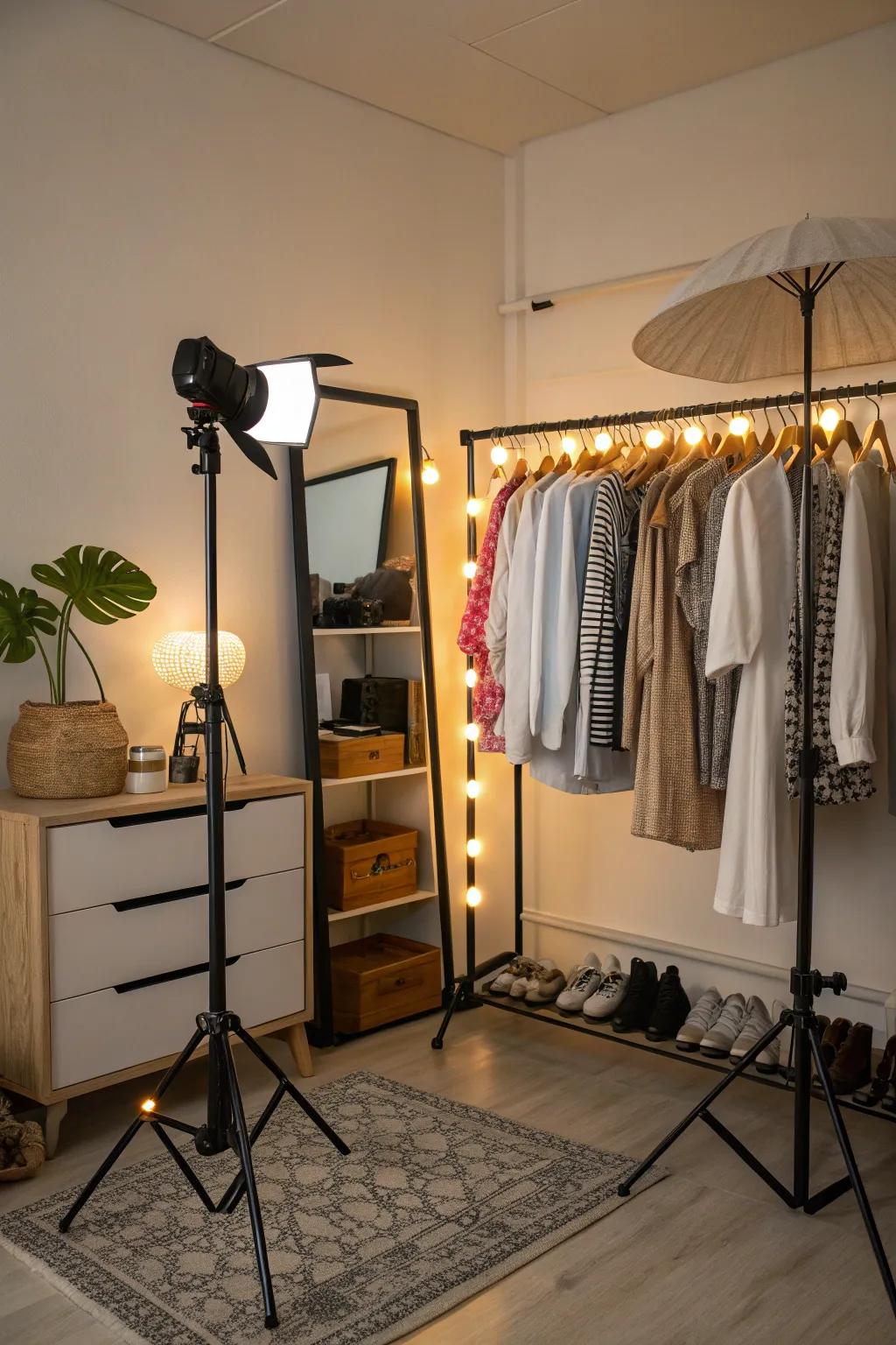 Use adjustable lighting to create a comfortable and inviting studio space.