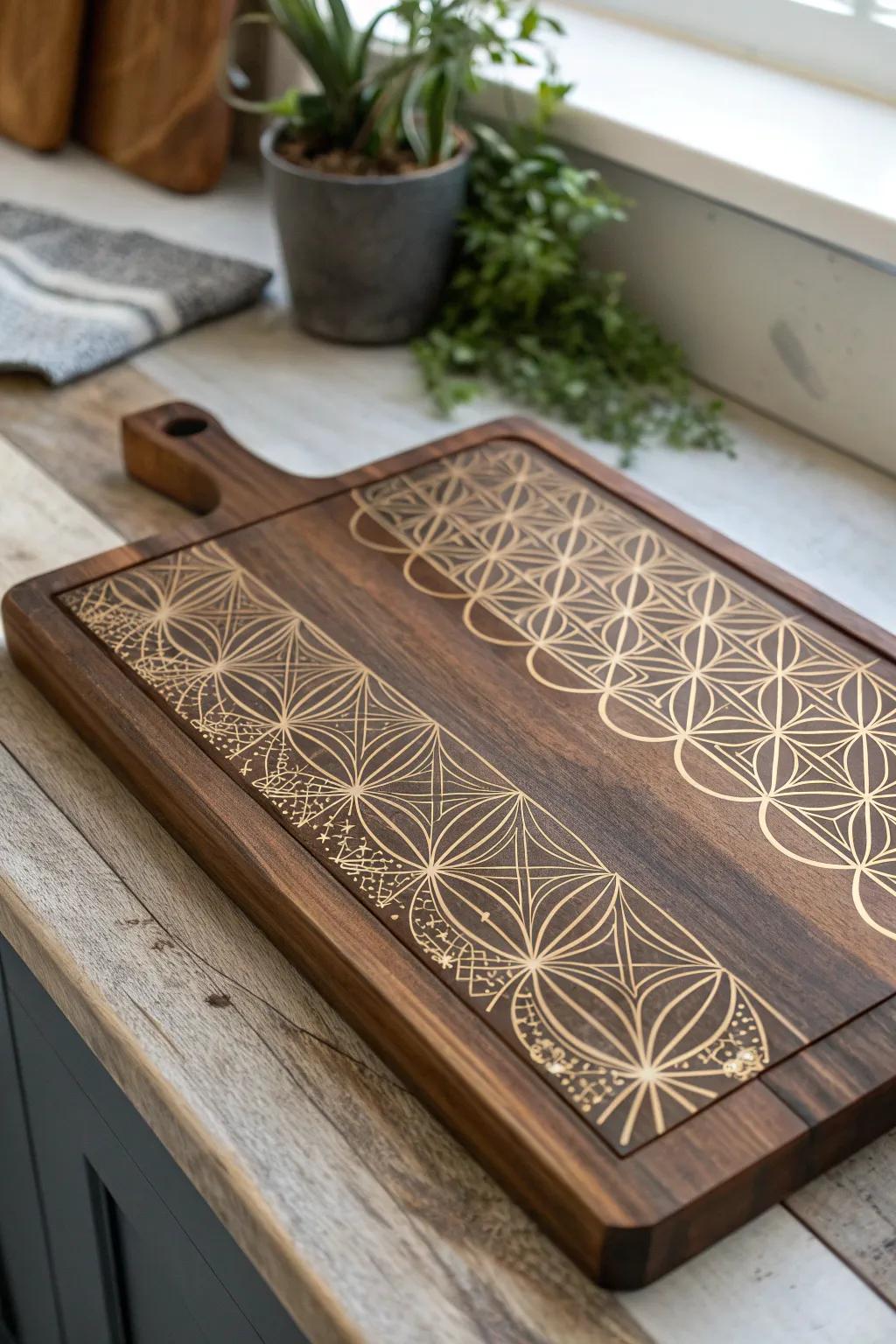 Elevate your kitchen decor with a personalized cutting board that blends functionality and style.