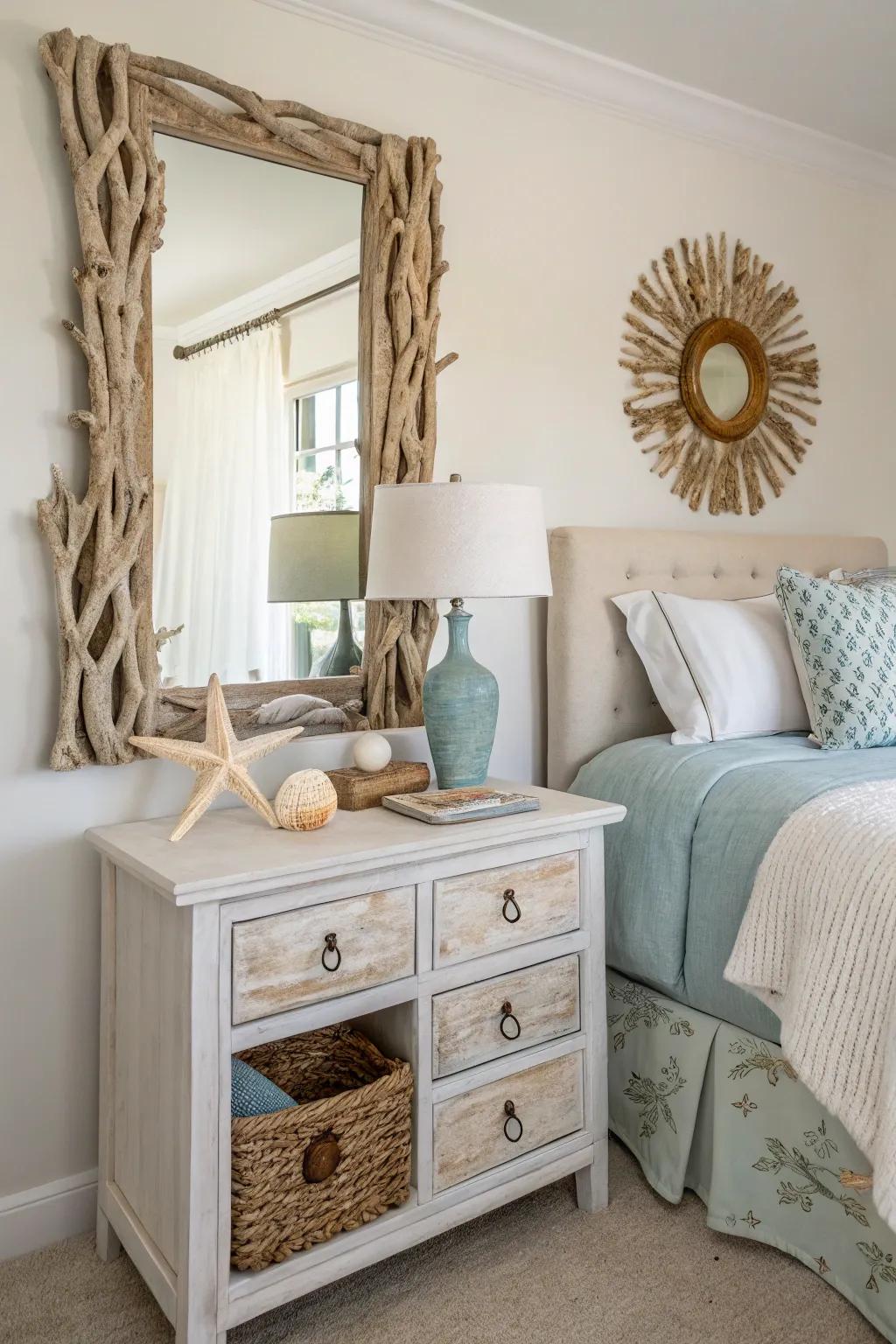 Subtle beach-inspired decor brings the shore to your room.