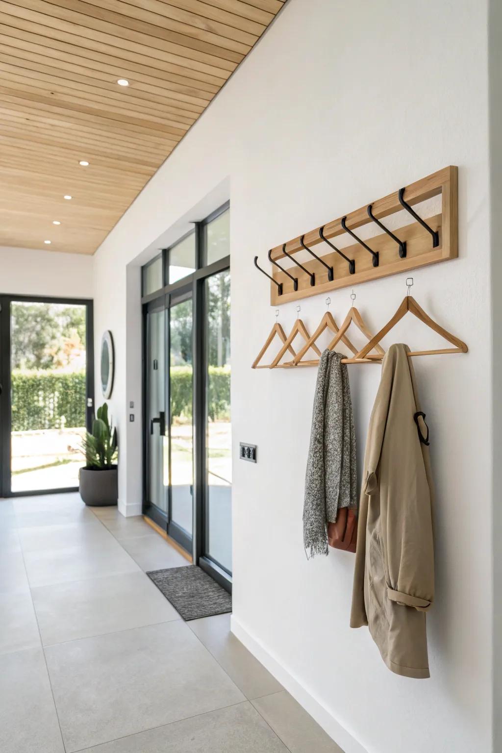 Achieve simplicity with these minimalist wooden hanger hooks.