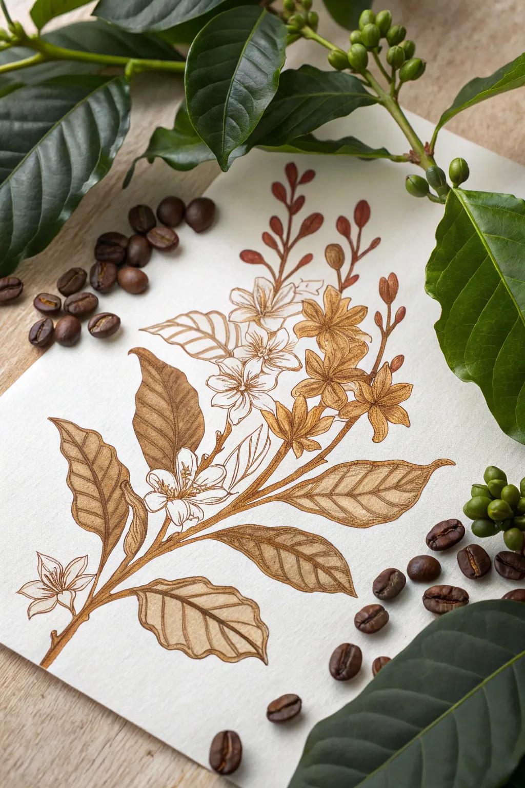 Bring the beauty of nature indoors with botanical coffee art.