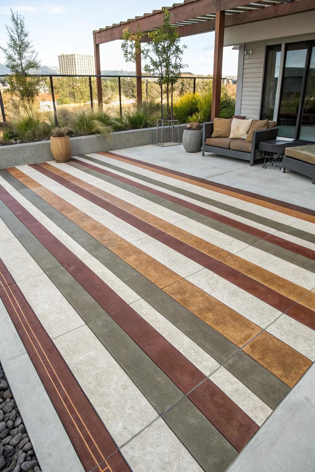 Elevate your outdoor space with the timeless sophistication of striped concrete elegance.