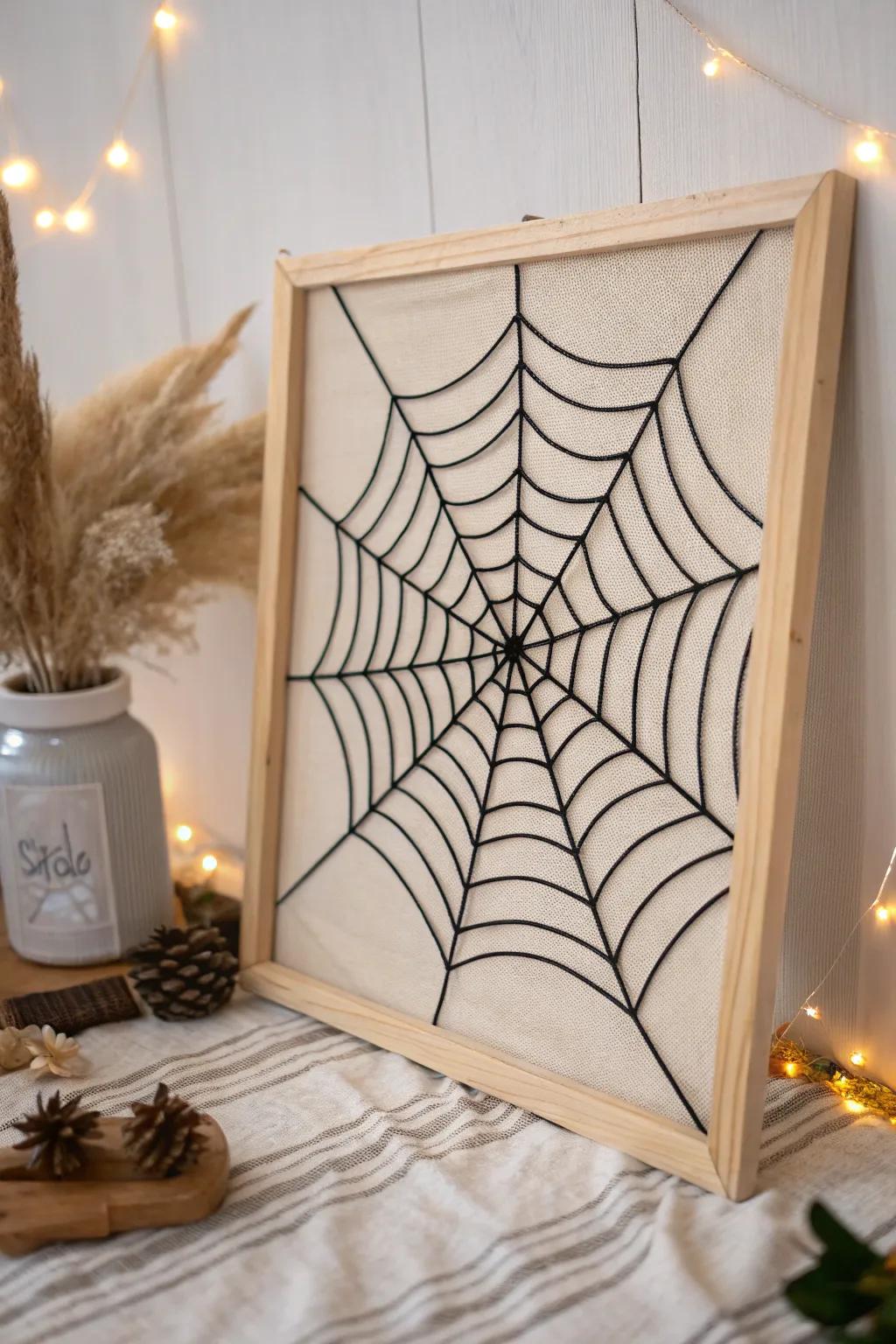 Discover the elegance of symmetry with this geometric spider web art, where math meets minimalism for a stunning visual effect.
