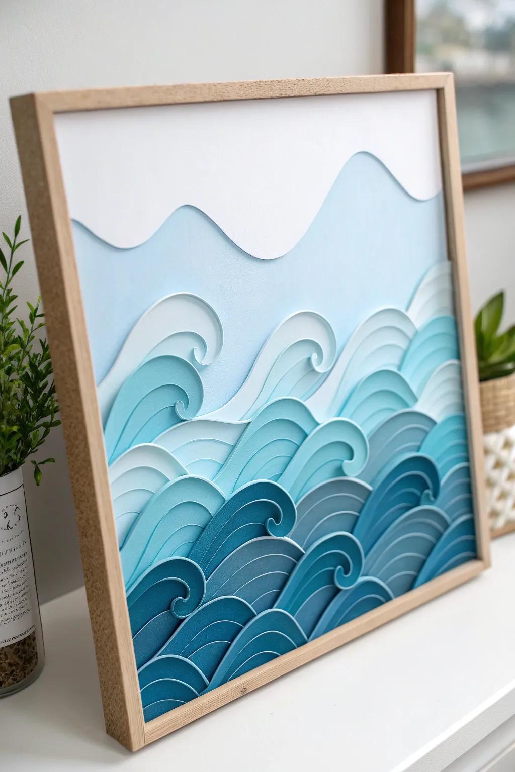 Bring the tranquility of the ocean indoors with this beautifully crafted 3D wave bulletin board, perfect for a minimalist and boho-inspired space.