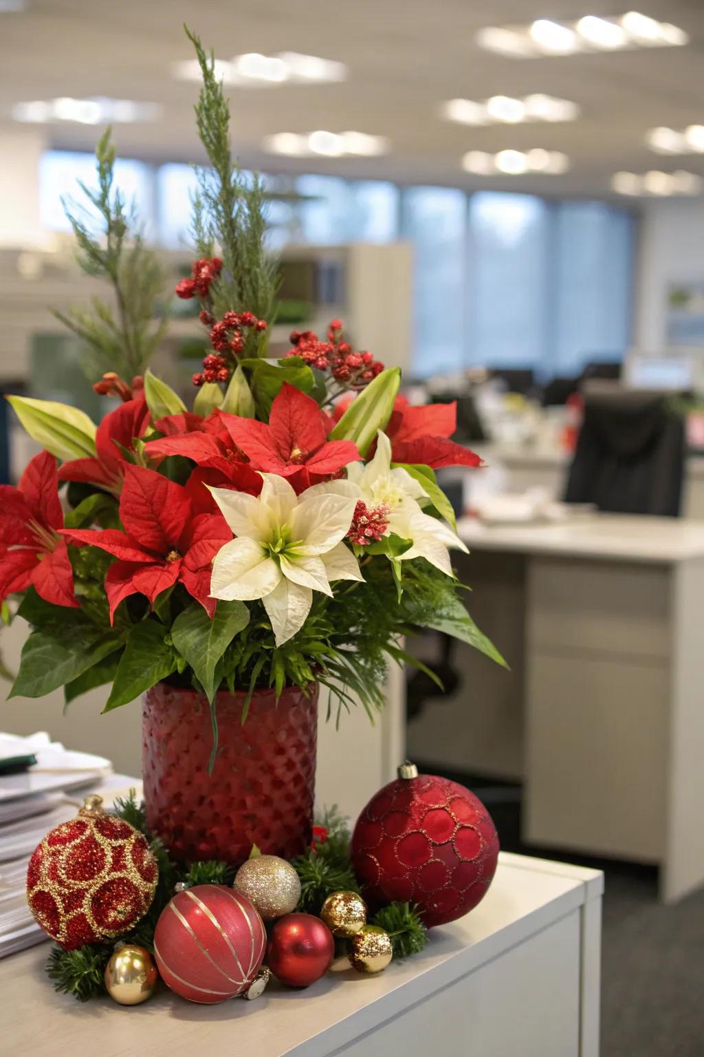 Seasonal floral arrangements bring elegance and color to your office decor.