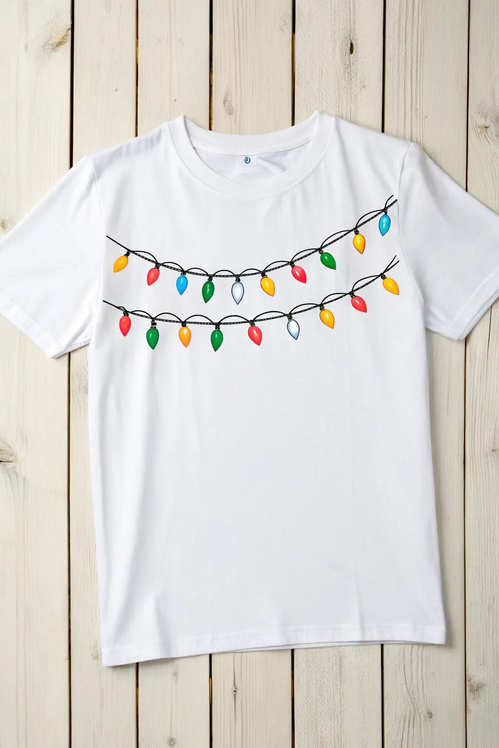 Illuminate your style with festive light strings - a minimalist holiday shirt design for the season!