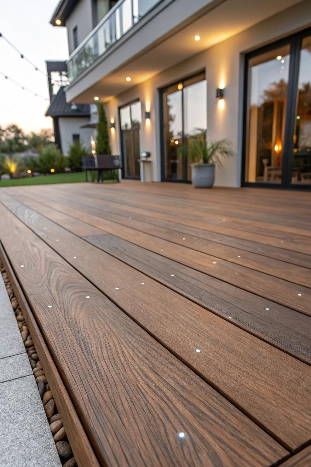 Elevate your deck design with the elegance of hidden fasteners for a flawless finish.