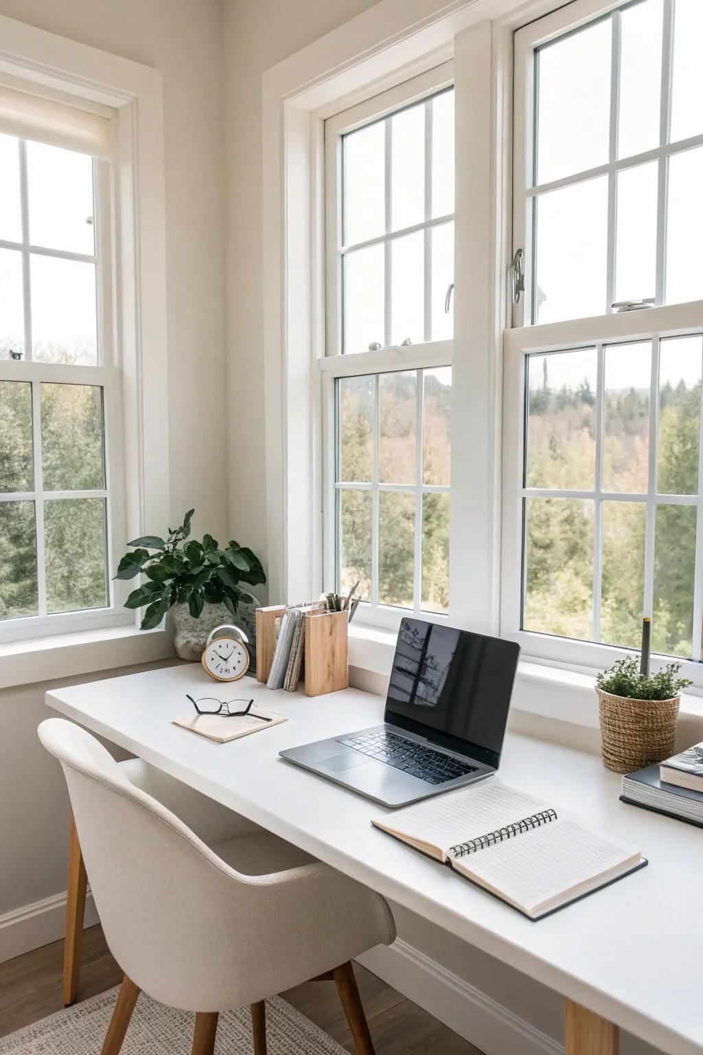 A minimalist desk offering a simple, clean workspace.