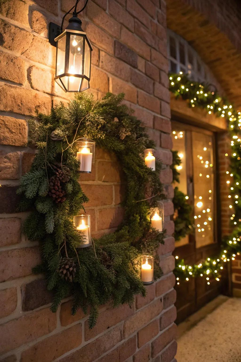 A warm welcome with a candlelit wreath.