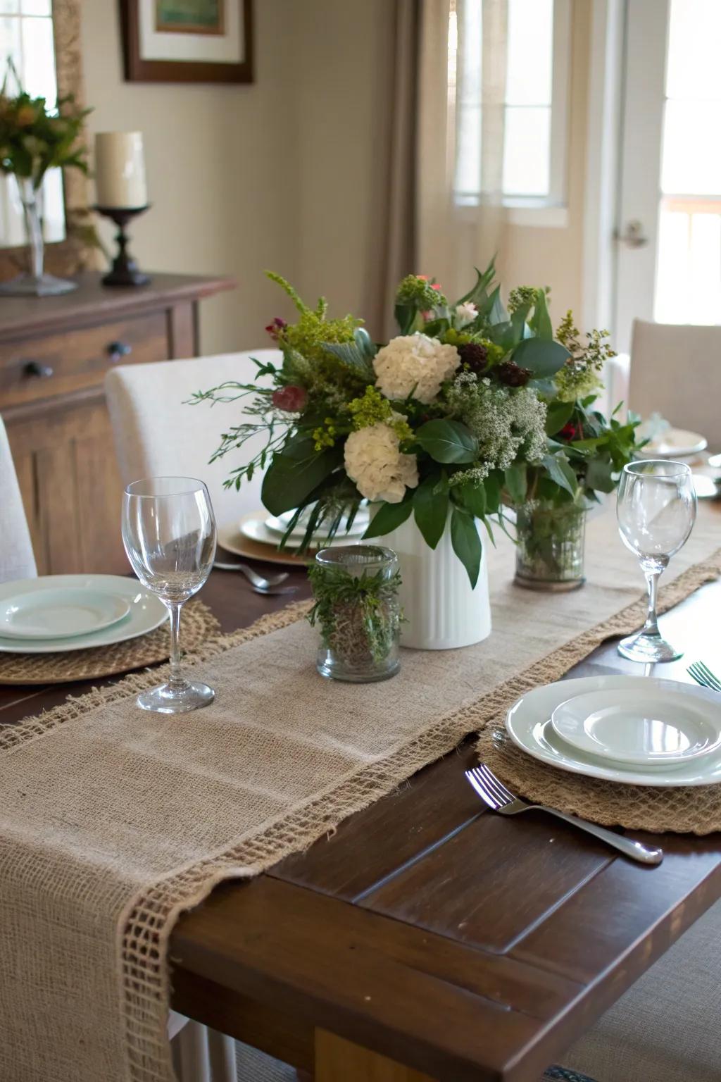 A table runner adds texture and unifies your decor.