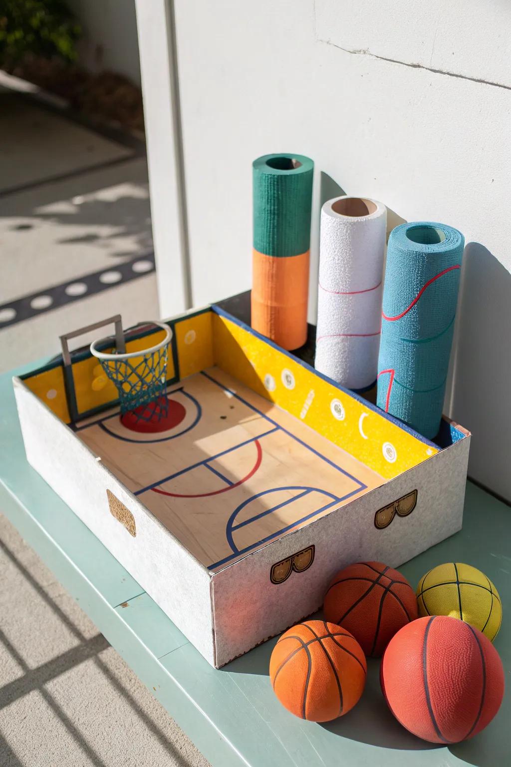 Score big with this DIY cardboard basketball toss game—perfect for friendly competition and creative fun!