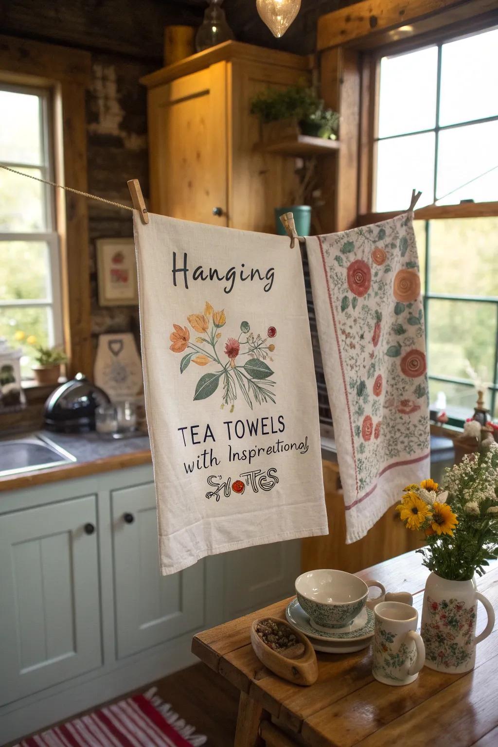 Custom tea towels add a unique touch to any kitchen.