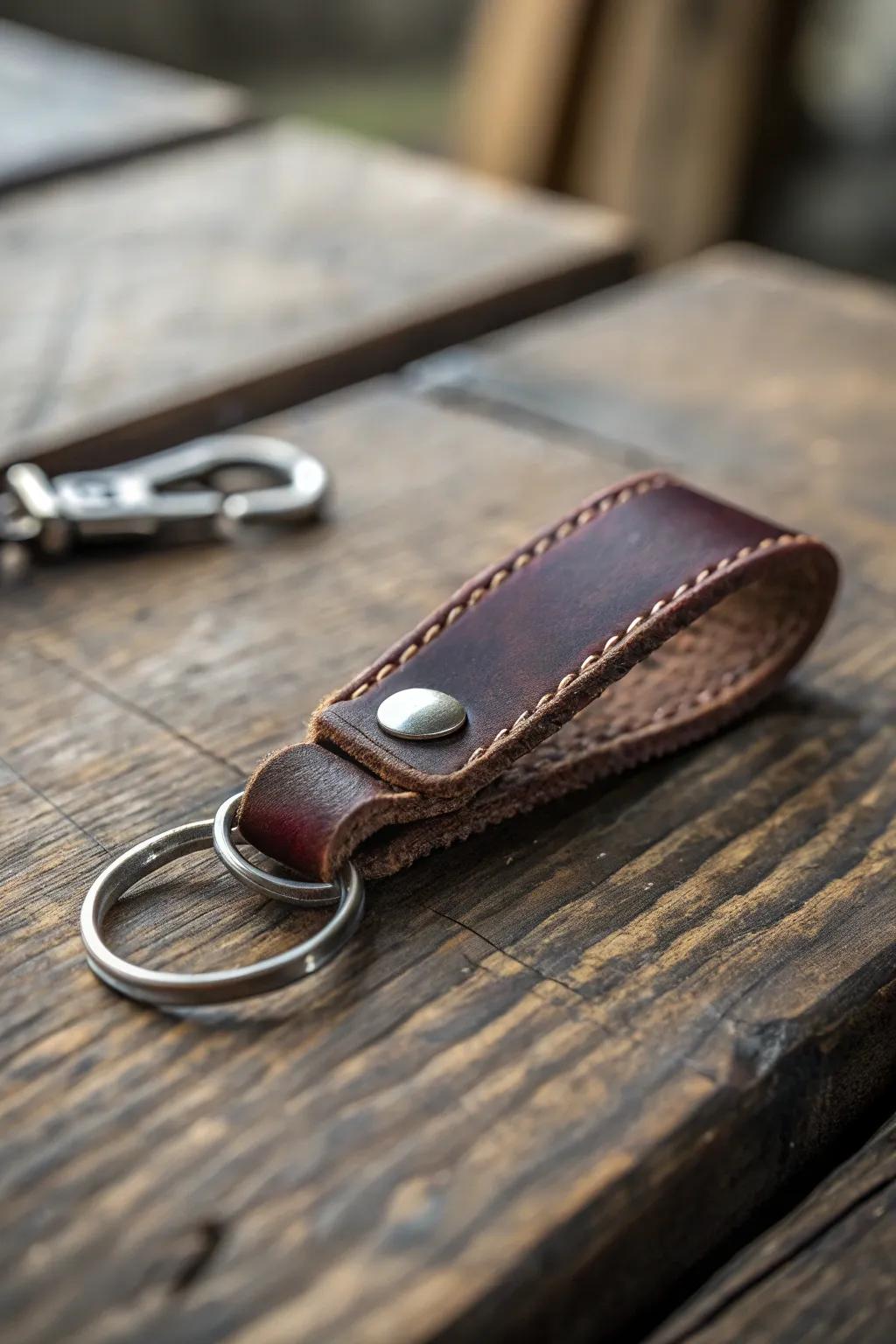 Elevate his everyday essentials with a handcrafted leather keychain—where style meets function.