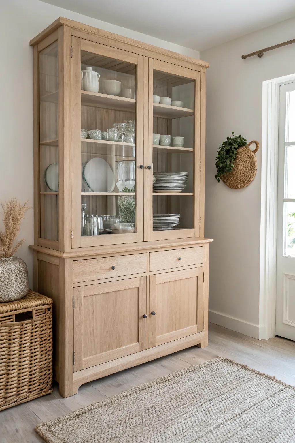 Transform your kitchen space with elegant glass doors, merging functionality with minimalist beauty.