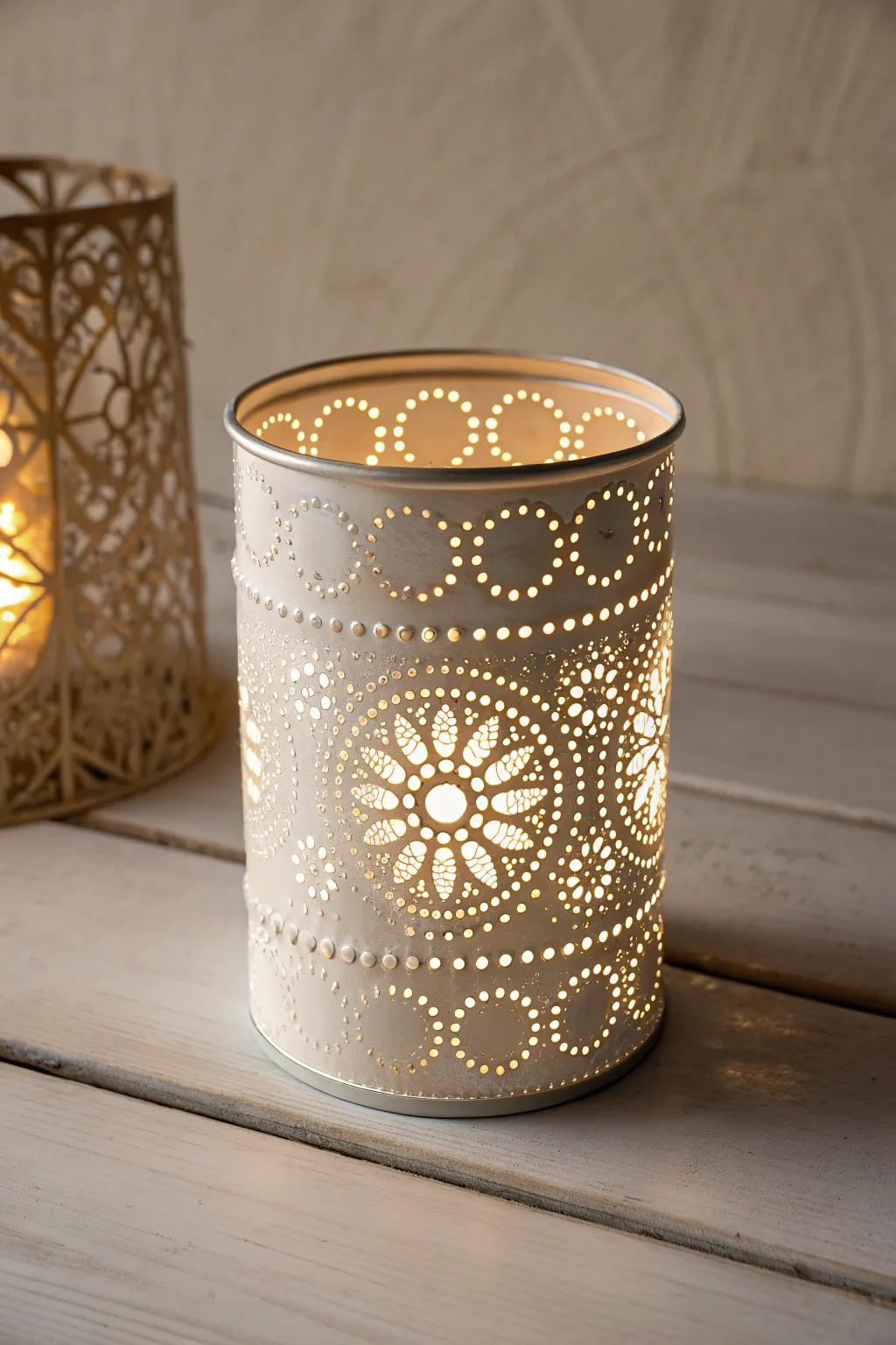 Transform your space with the magic of handcrafted tin can luminaries.