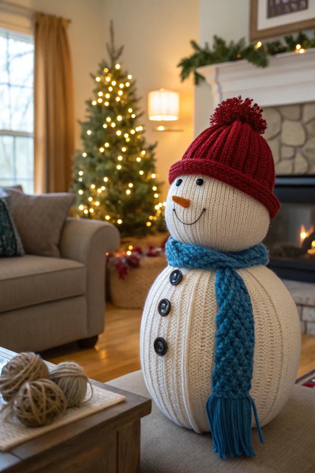 This yarn snowman is as cozy as it looks!