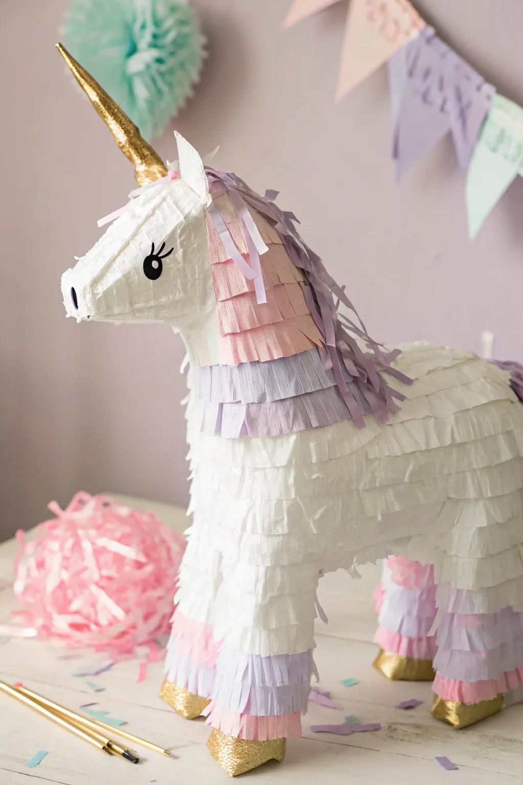 Create magic at your party with a charming DIY unicorn piñata!