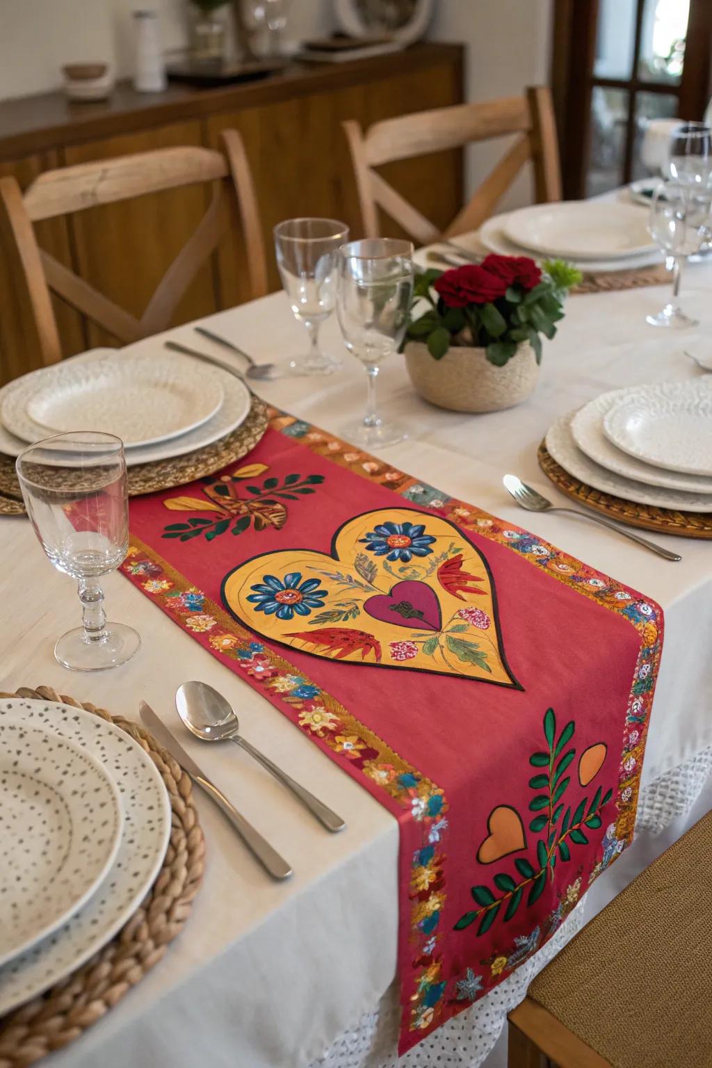 Make your table pop with a heart table runner.