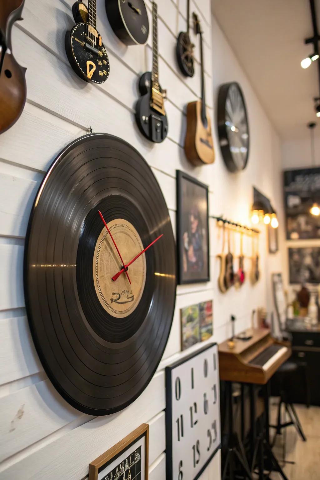 Rock around the clock with a vinyl record clock.