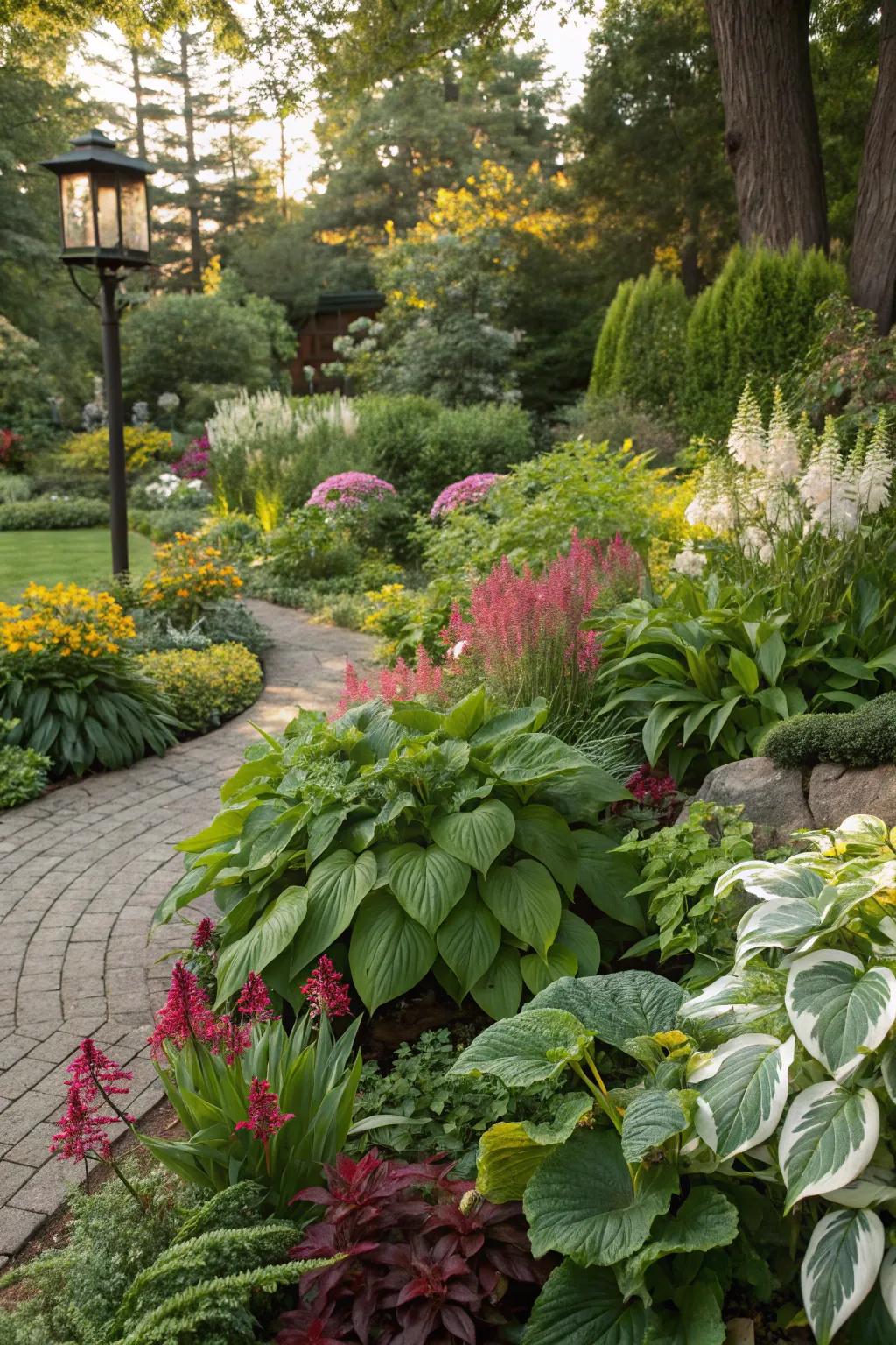 A variety of textures and colors create a visually stunning garden.