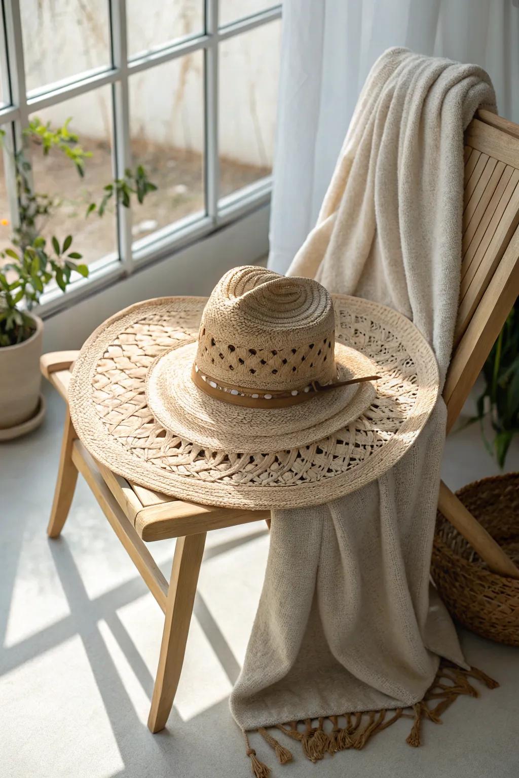 Elevate your duster cardigan look with a statement hat that speaks simplicity and style.