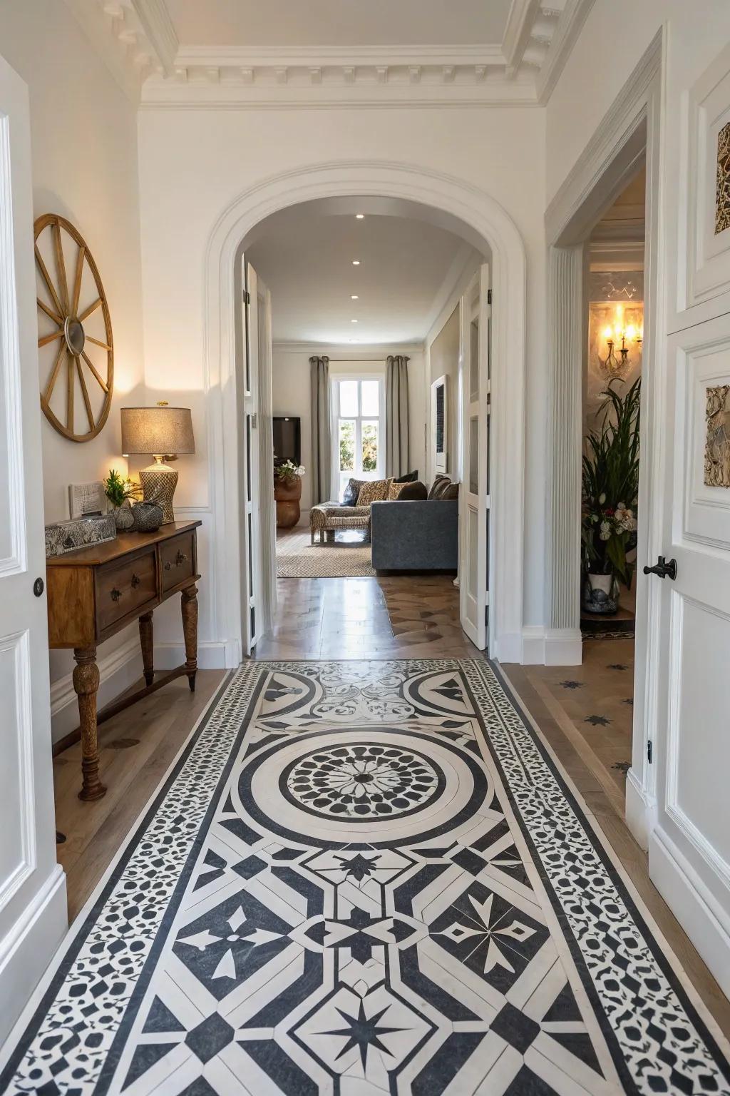 An artistic floor design can redefine your home's entrance.