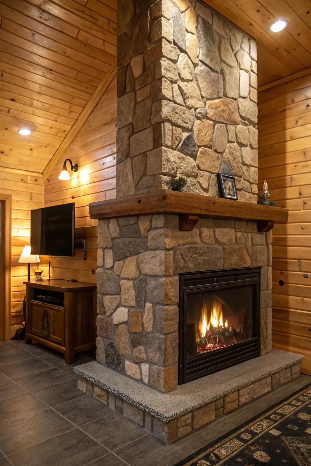 Embrace classic appeal with a stone tile surround for your fireplace.