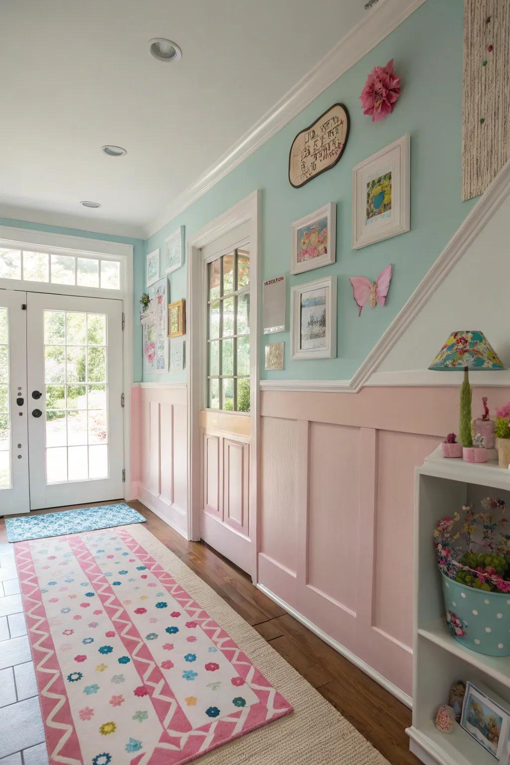 Pastel wainscoting brings whimsy and charm to your space.