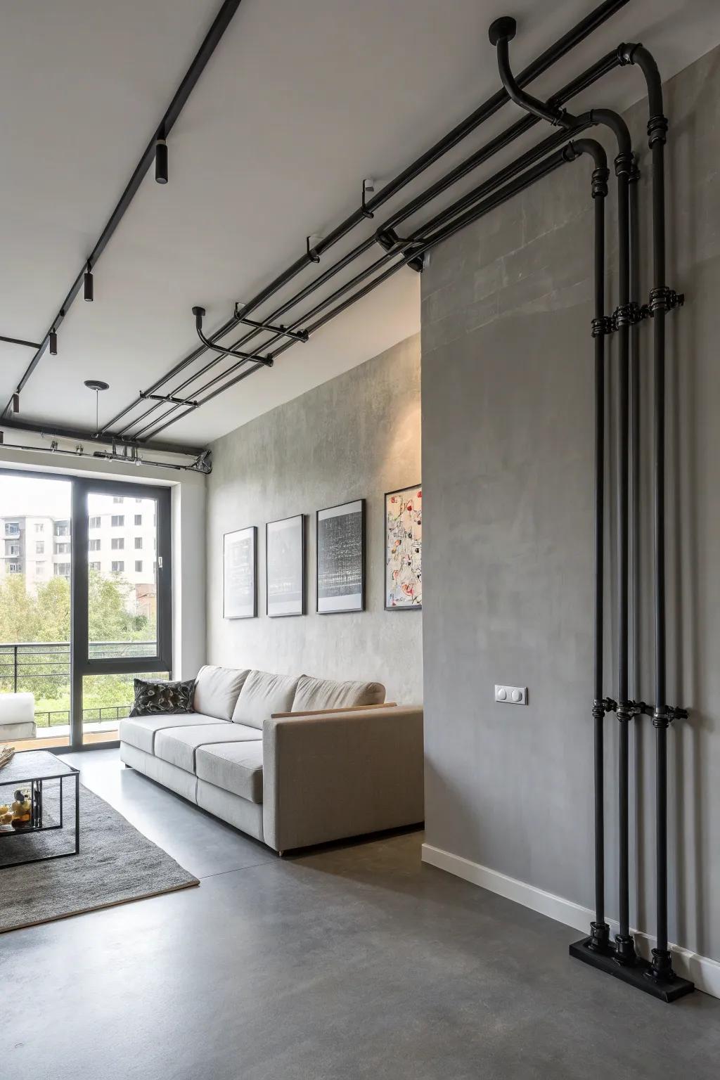 Elevate your space with the subtle charm of minimalist exposed conduits.