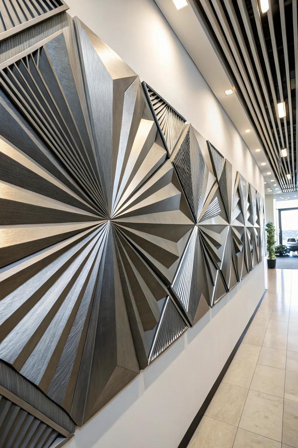 Elevate your space with the bold elegance of geometric metal wall art.