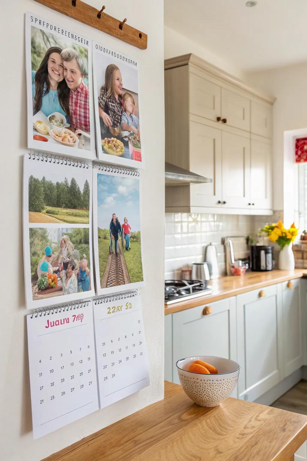 A photo calendar keeps family memories close all year.