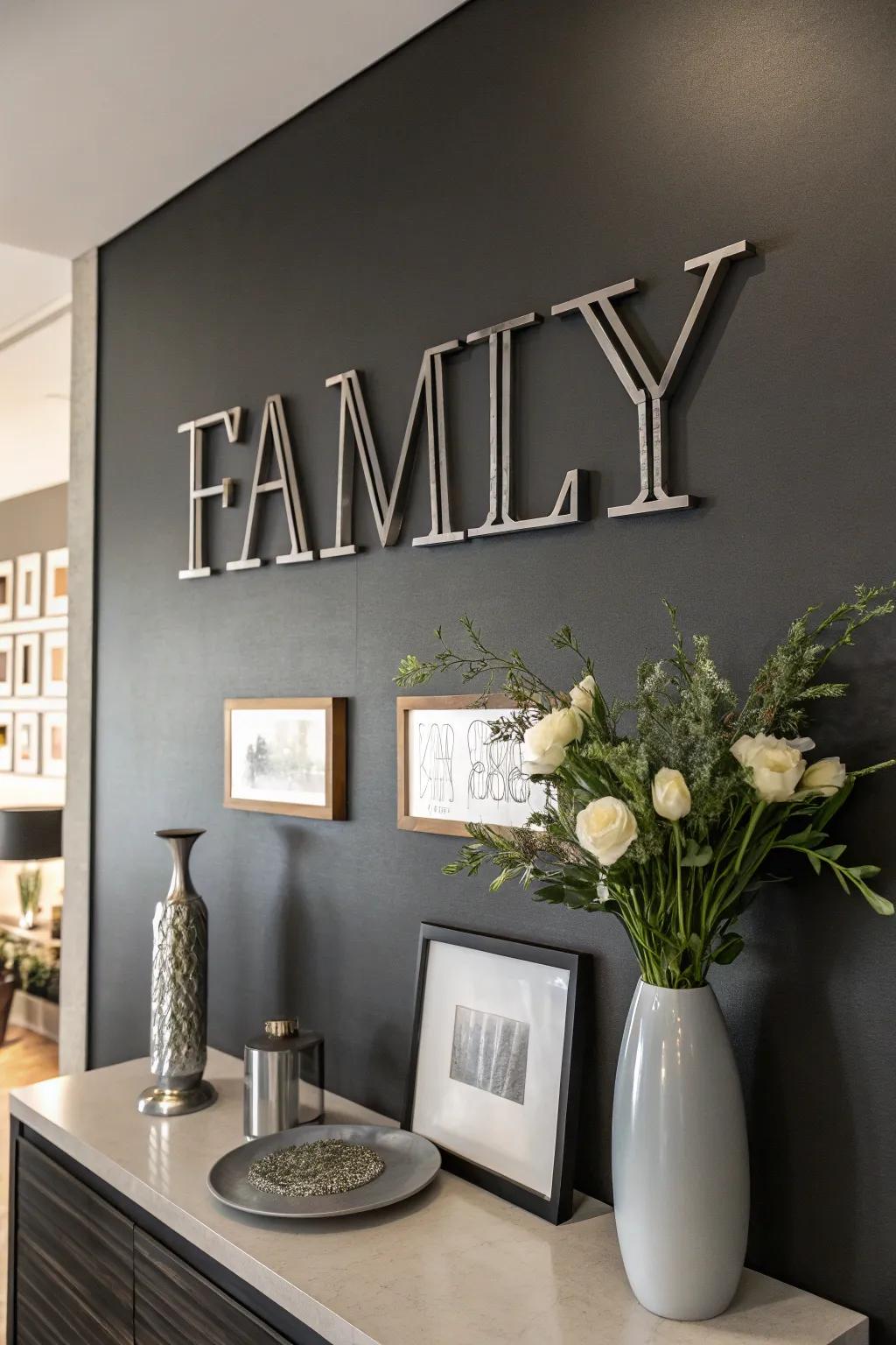 Add a modern touch with a metallic family name plate.