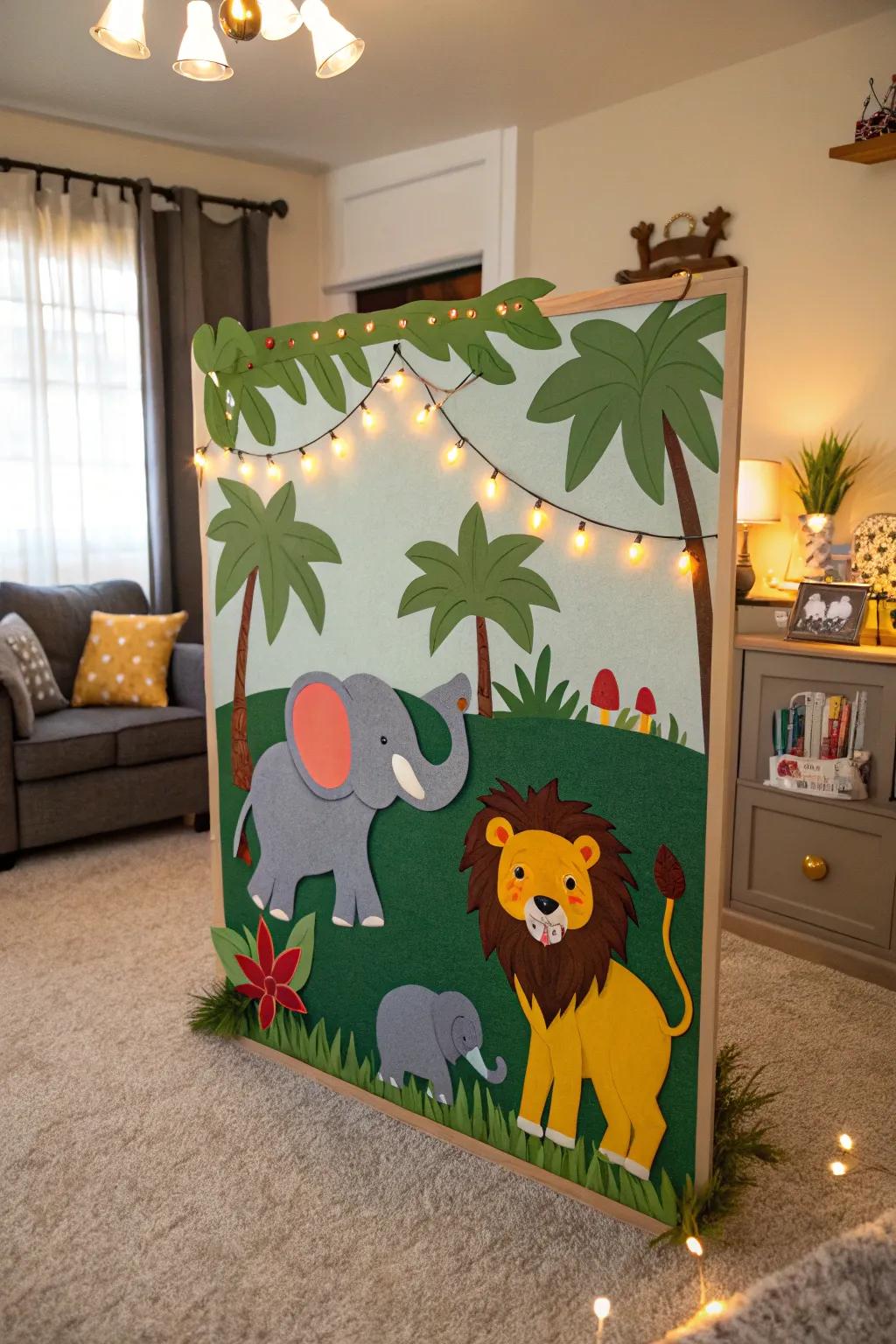 Create a felt jungle safari for an adventurous storytelling experience.