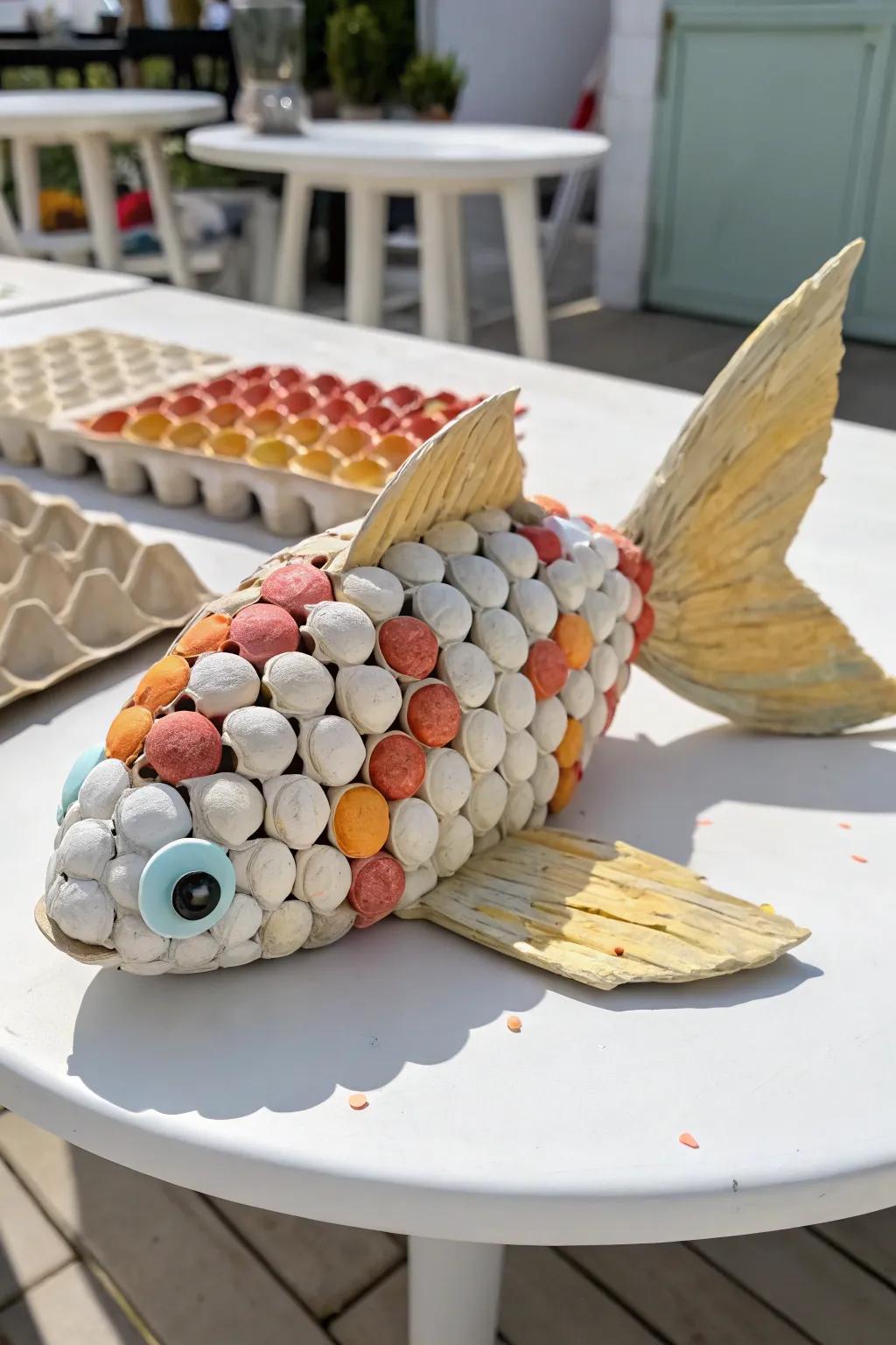 Turn egg cartons into a delightful goldfish craft.