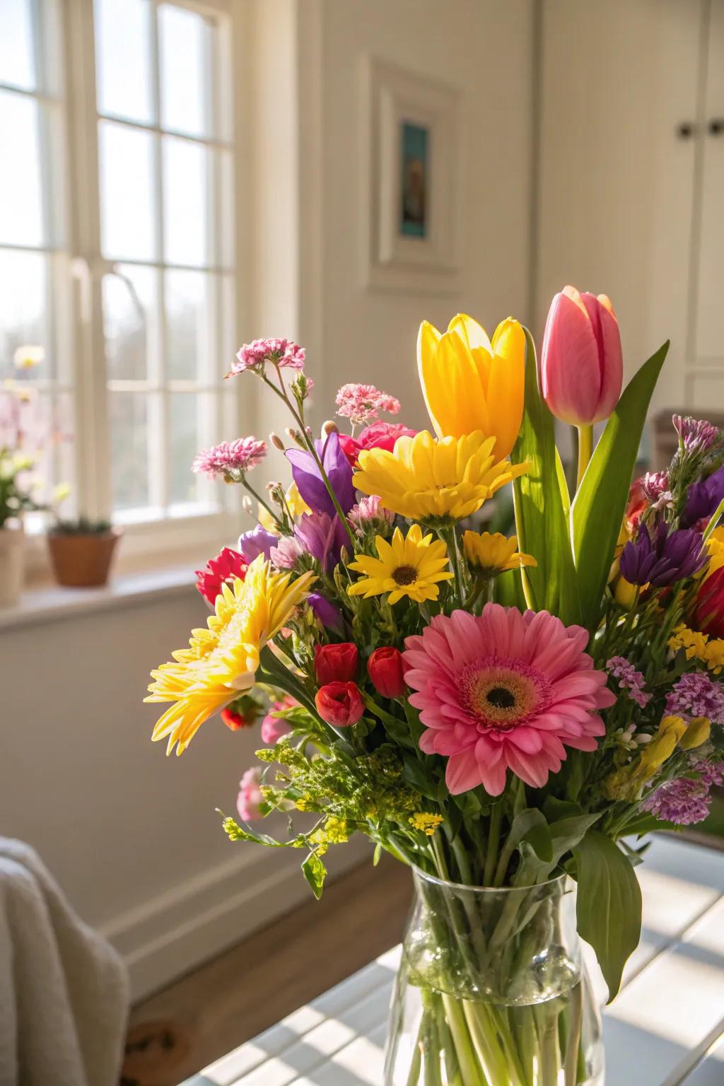 A bouquet that sings with the colors and energy of spring.