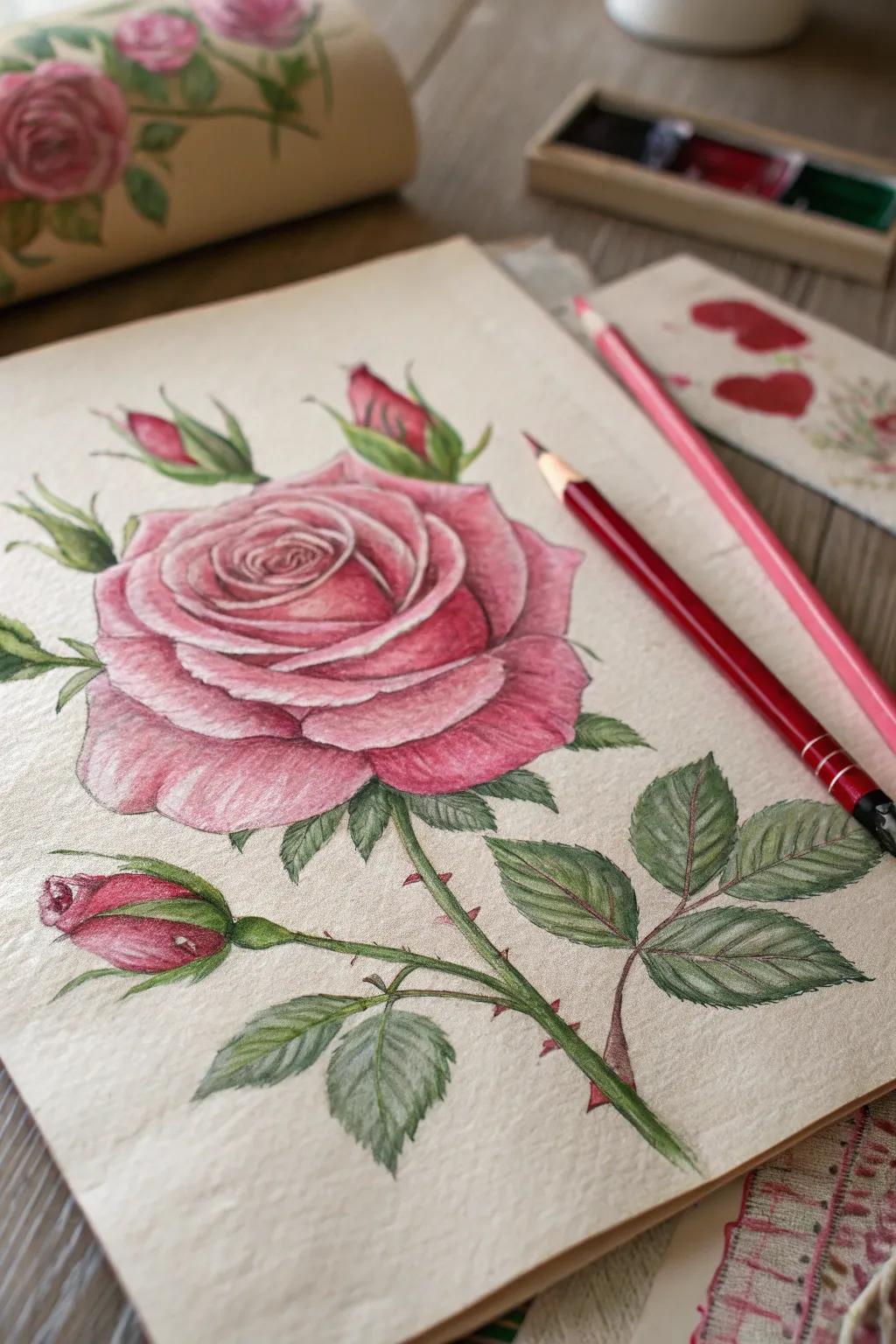 A classic rose drawing, embodying timeless beauty.