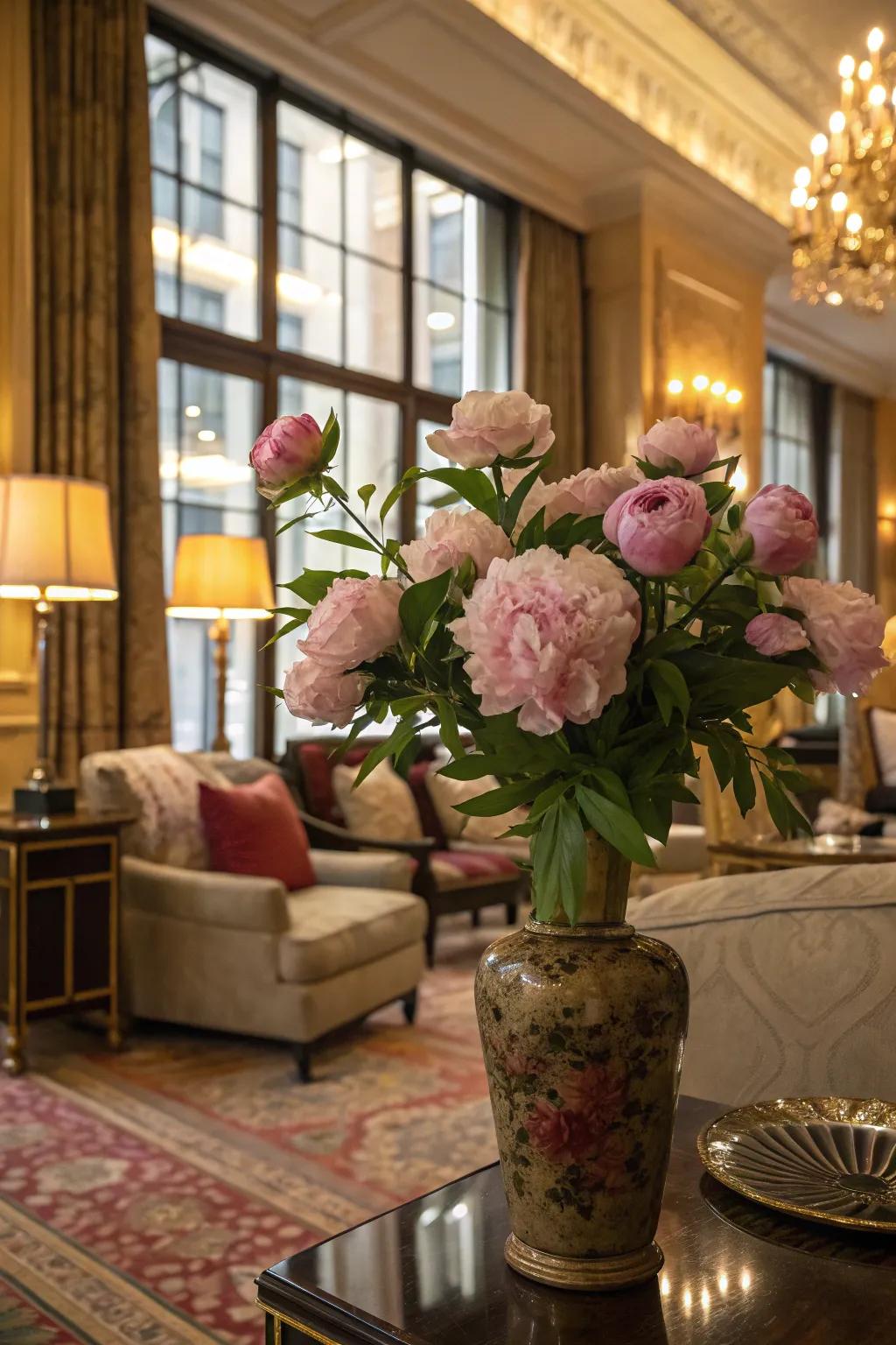 Peonies add a touch of opulence to any space.