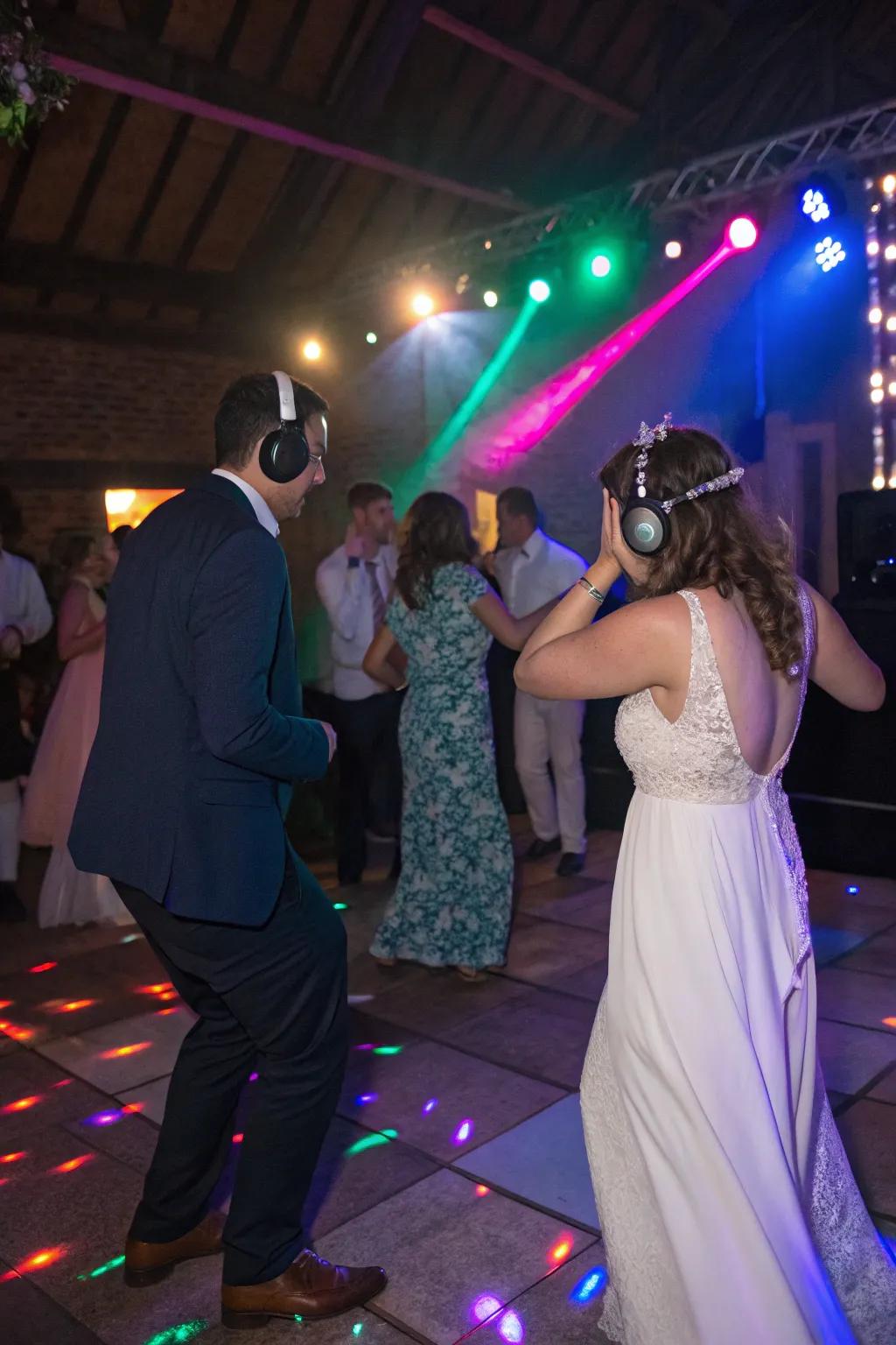 A silent disco where every guest has their unique dance experience.