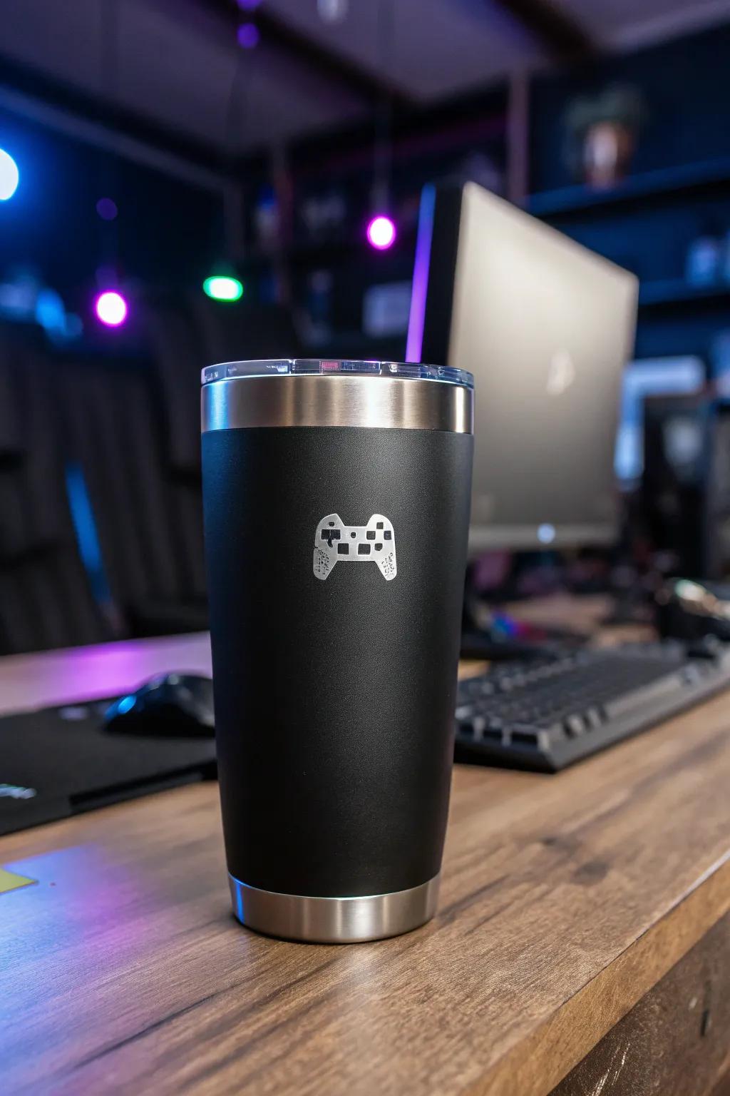 Elevate your game with minimalist style: The perfect tumbler for the modern gamer.