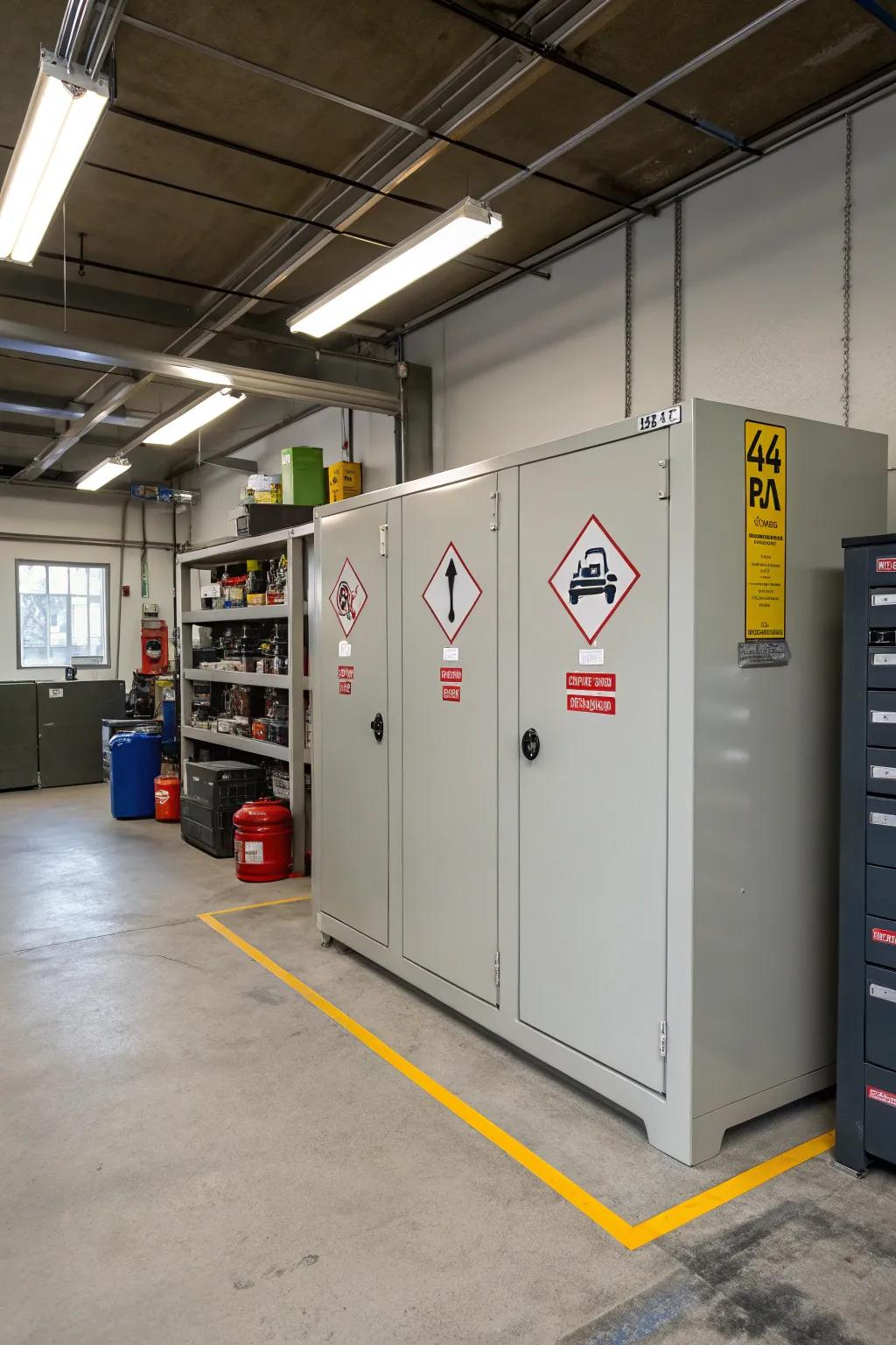 Lockable cabinets keep dangerous items safely stored.