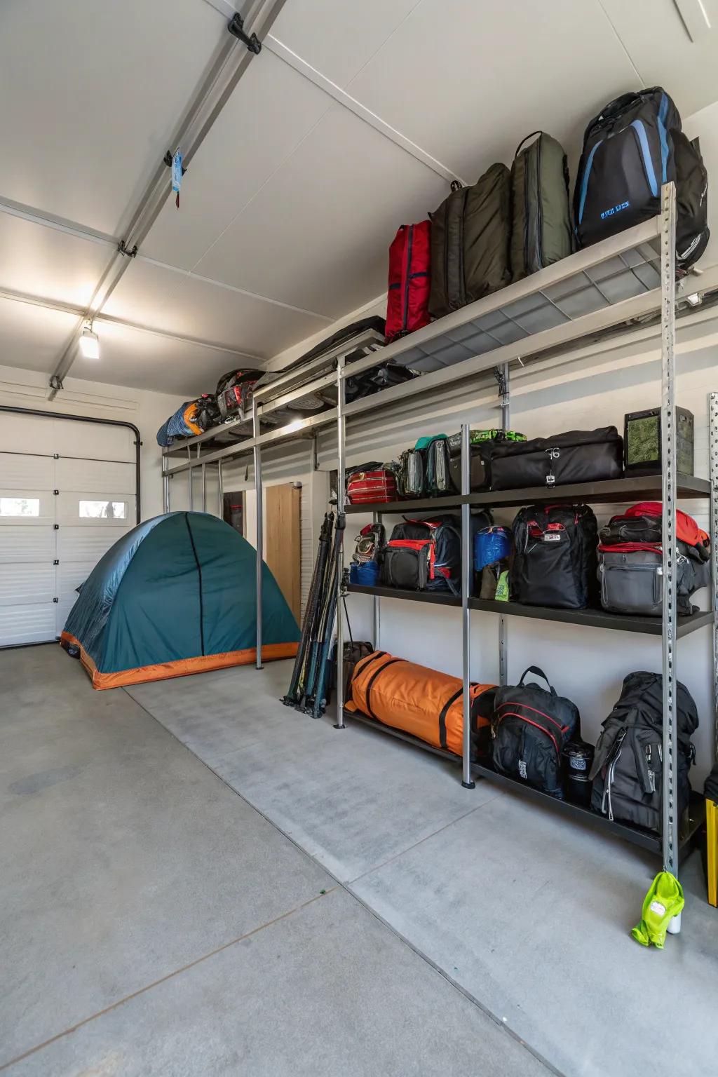 Overhead storage maximizes unused ceiling space.