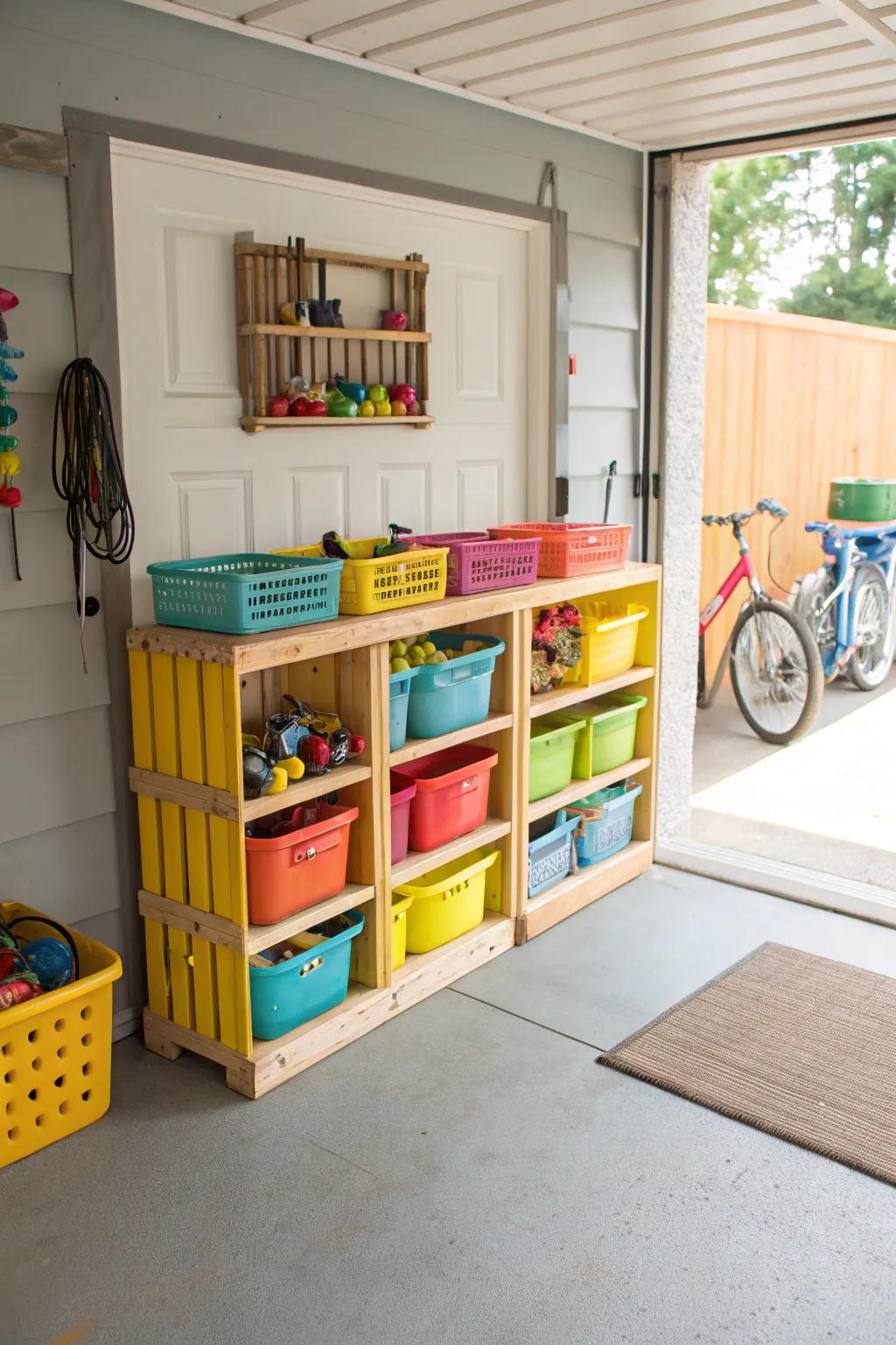 Repurpose old shelving units for effective and budget-friendly toy storage.