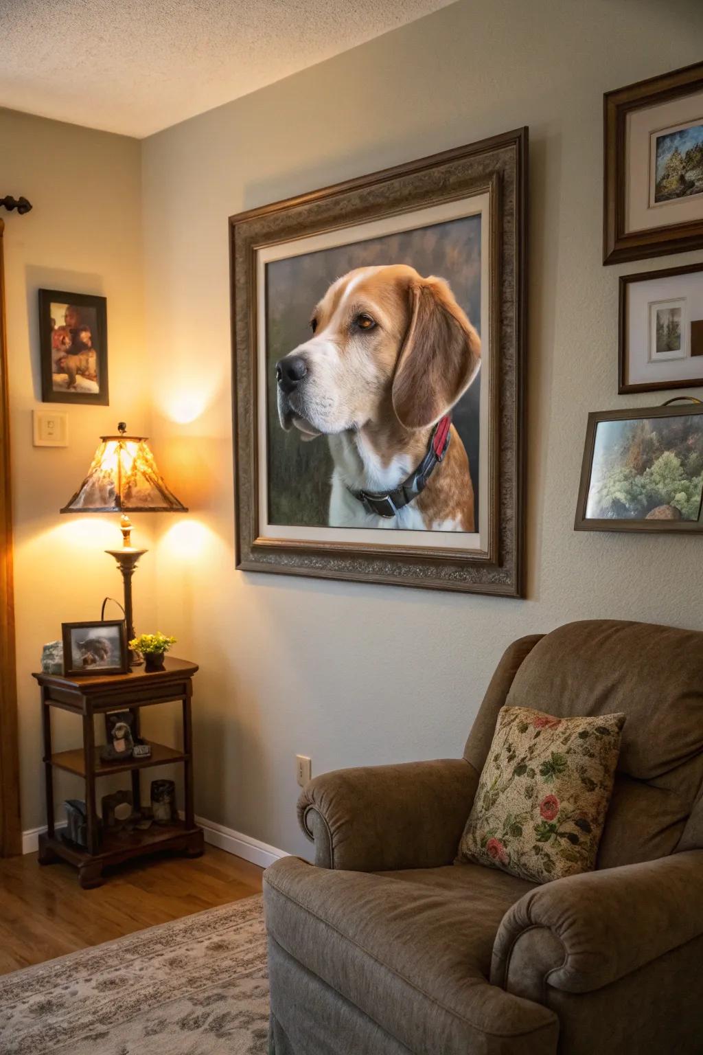 A custom pet portrait is a heartfelt tribute to a beloved pet.