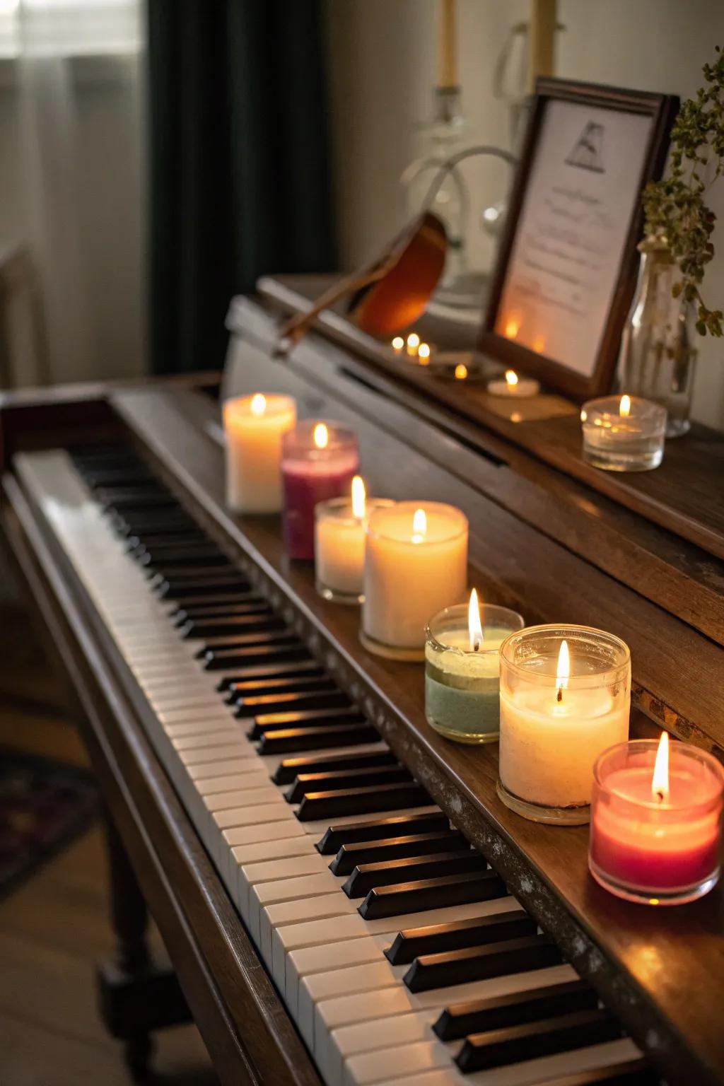 Set the mood with calming aromatherapy candles.