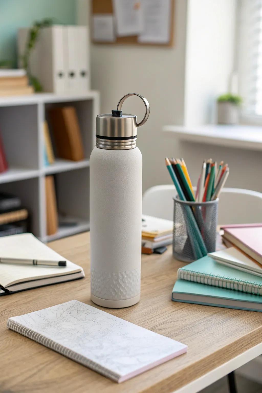 A fashionable reusable water bottle promoting sustainability and hydration.