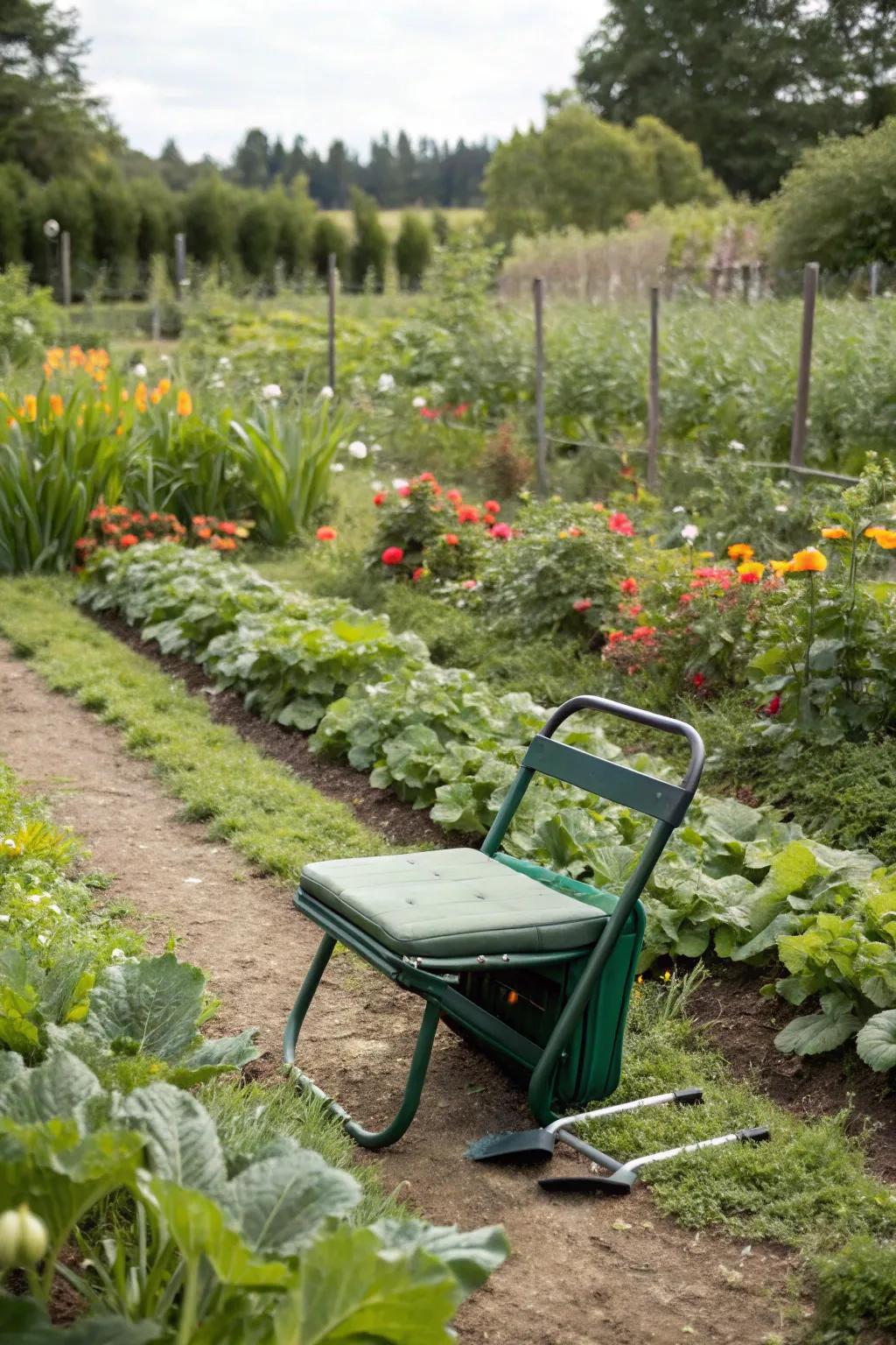 A garden kneeler and seat, perfect for comfort during garden tasks.