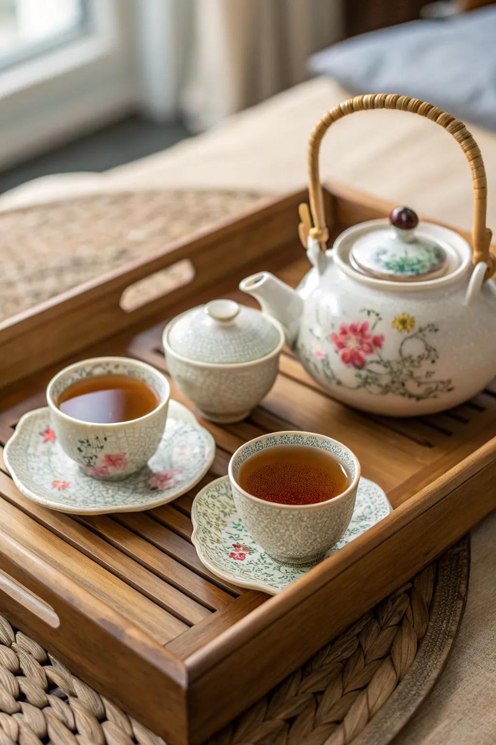 An artisan tea set offers a delightful and relaxing experience.