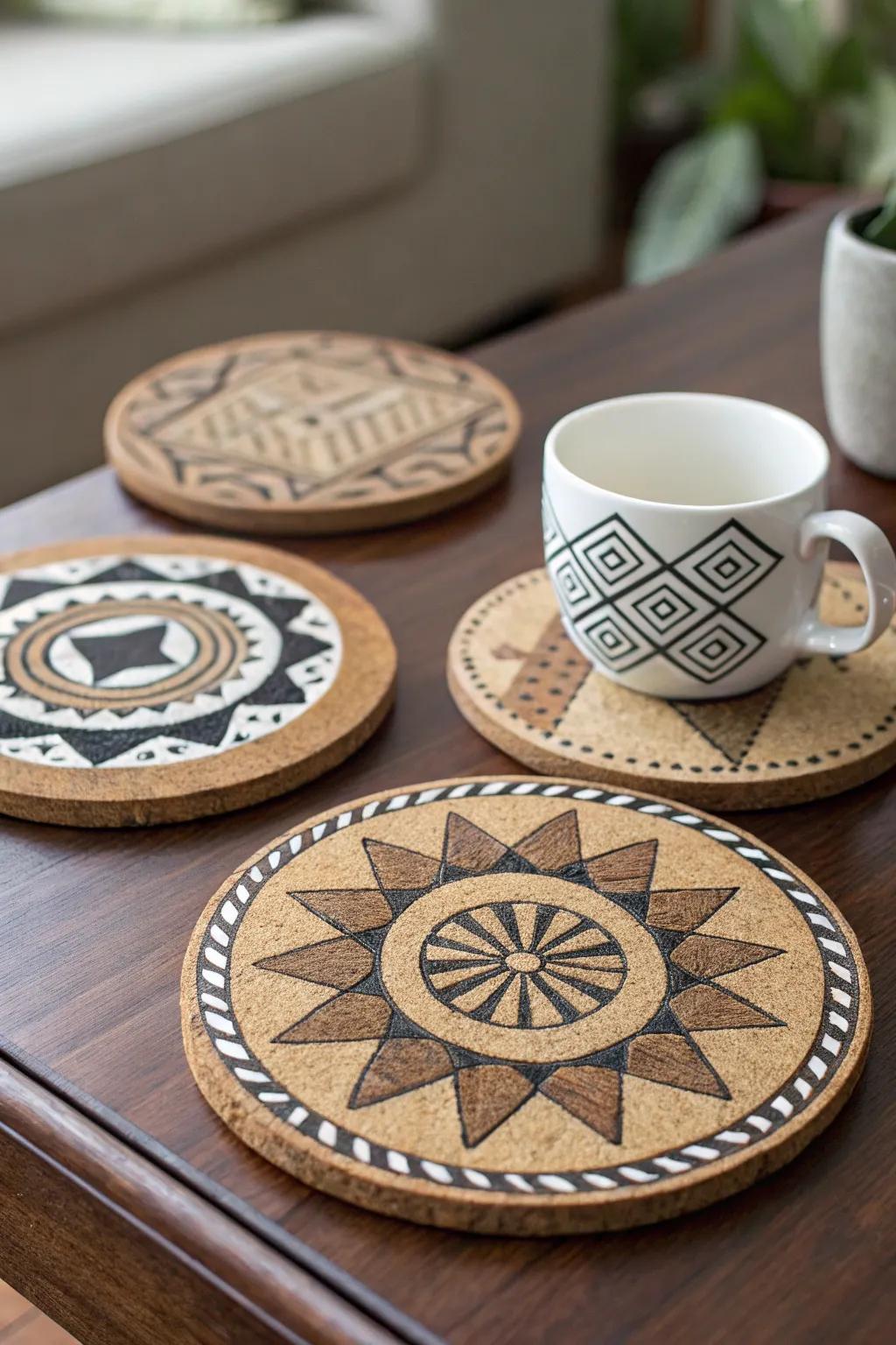 Protect surfaces with style using handcrafted coasters.