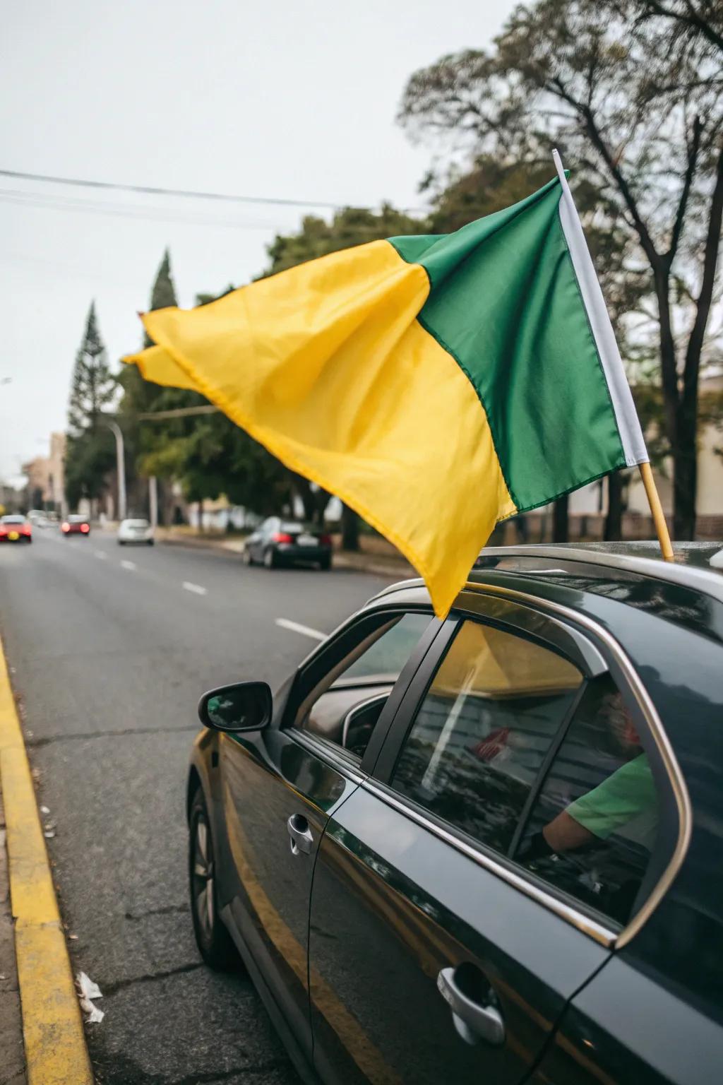 Car flags add a touch of school spirit to your decorations.